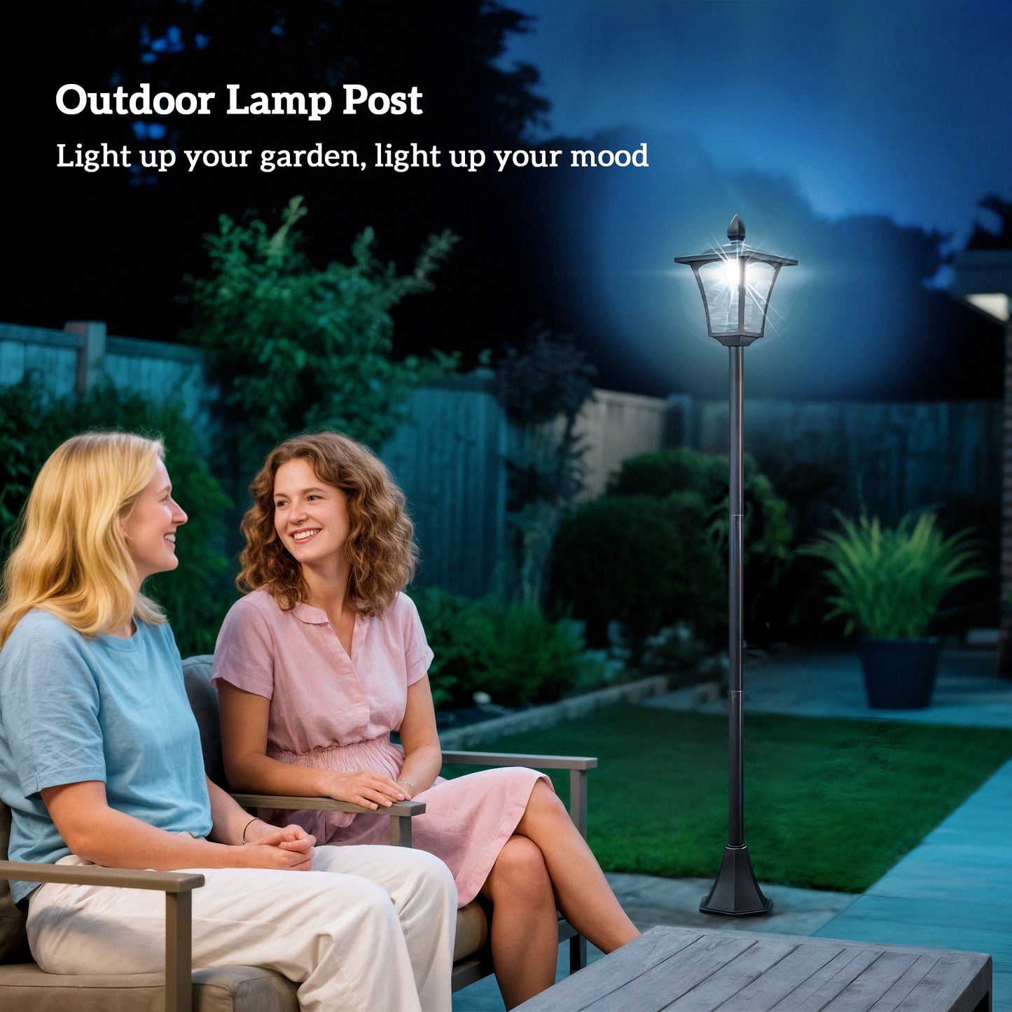 Outsunny Outdoor Garden Solar Post Lamp Sensor Dimmable LED Lantern Bollard Pathway 1.6M Tall â€“ Black