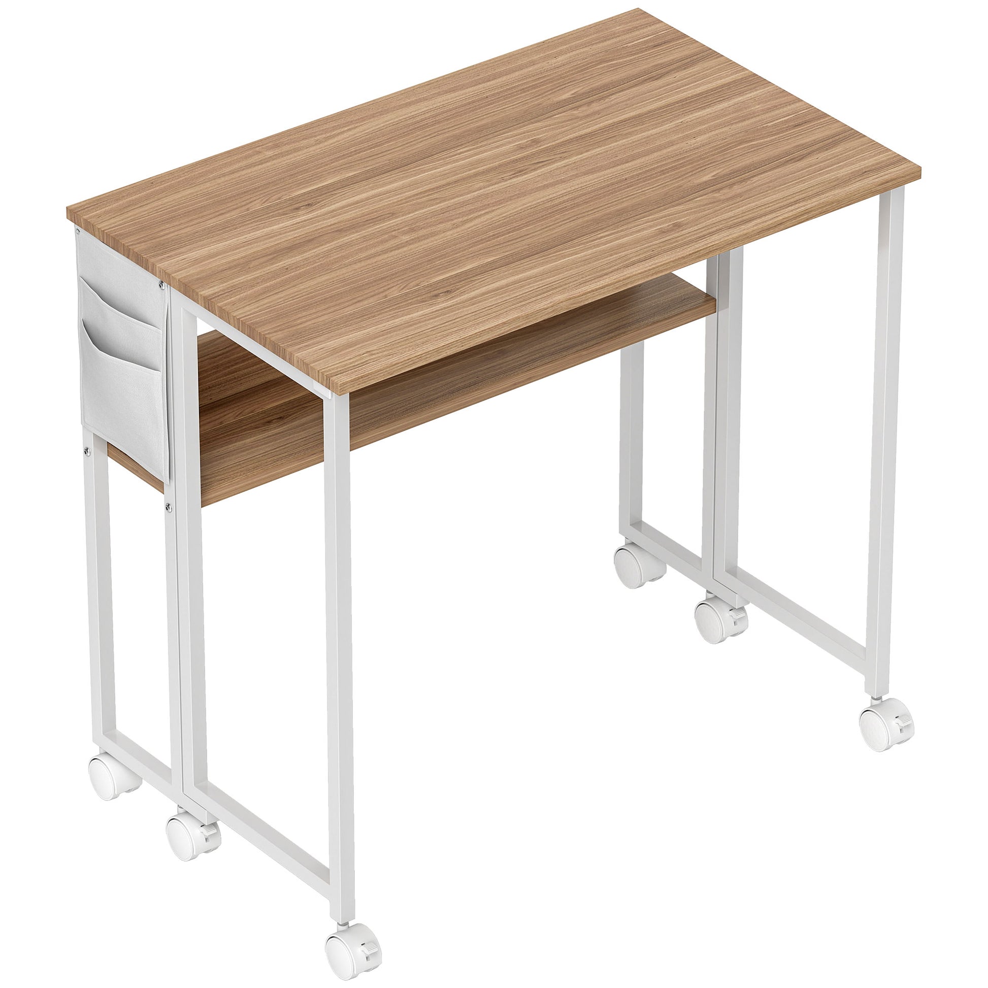 HOMCOM 80 cm Drop Leaf Writing Work Desk - Natural Wood Finish