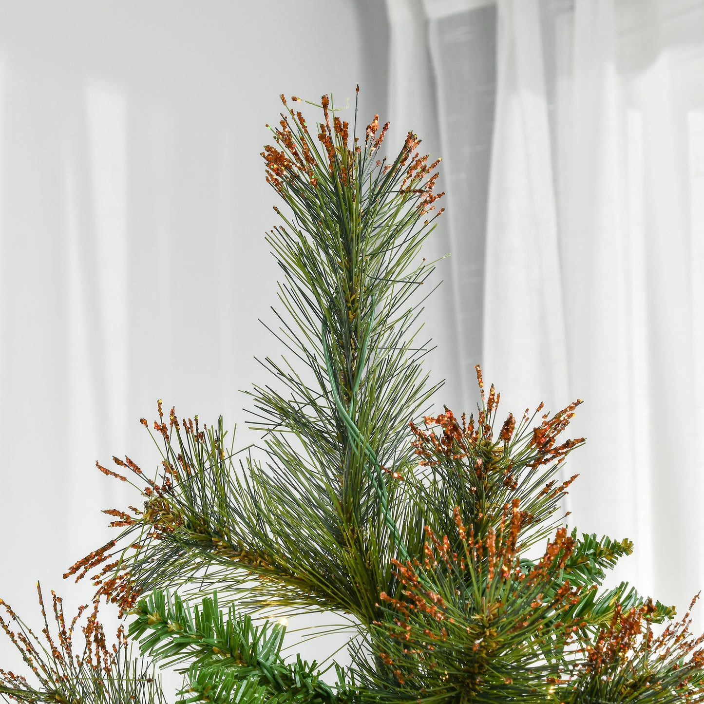 HOMCOM 1.8m 6ft Pre-Lit Christmas Tree Artificial Spruce Xmas Tree Warm White LED Holiday DÃ©cor with Metal Stand