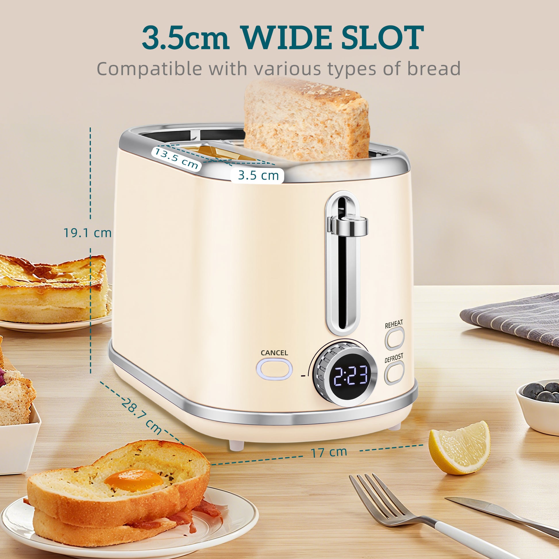 HOMCOM Polished Retro 40-100Â°C Kettle and Toaster Set - Cream