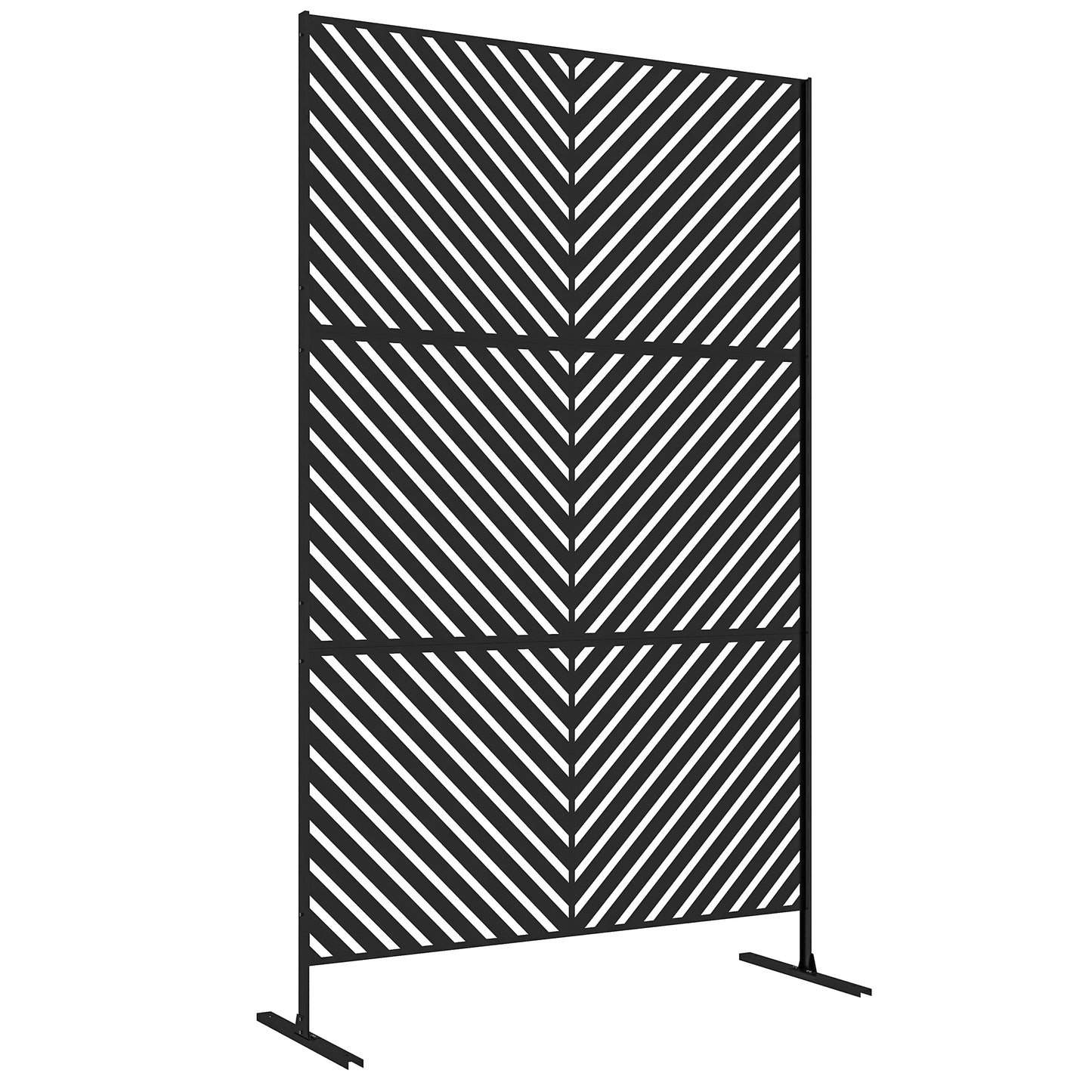 Outsunny 6.5FT Decorative Outdoor Divider, Metal Privacy Screen with Stand, Triangle Style, Black Default Title