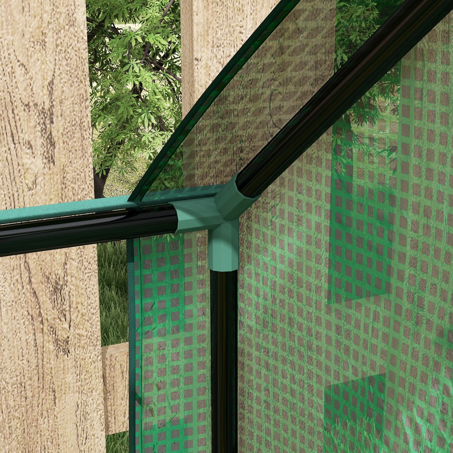 Outsunny 61 x 61cm Garden Planter Bed, with Mini Greenhouse - Green and Silver