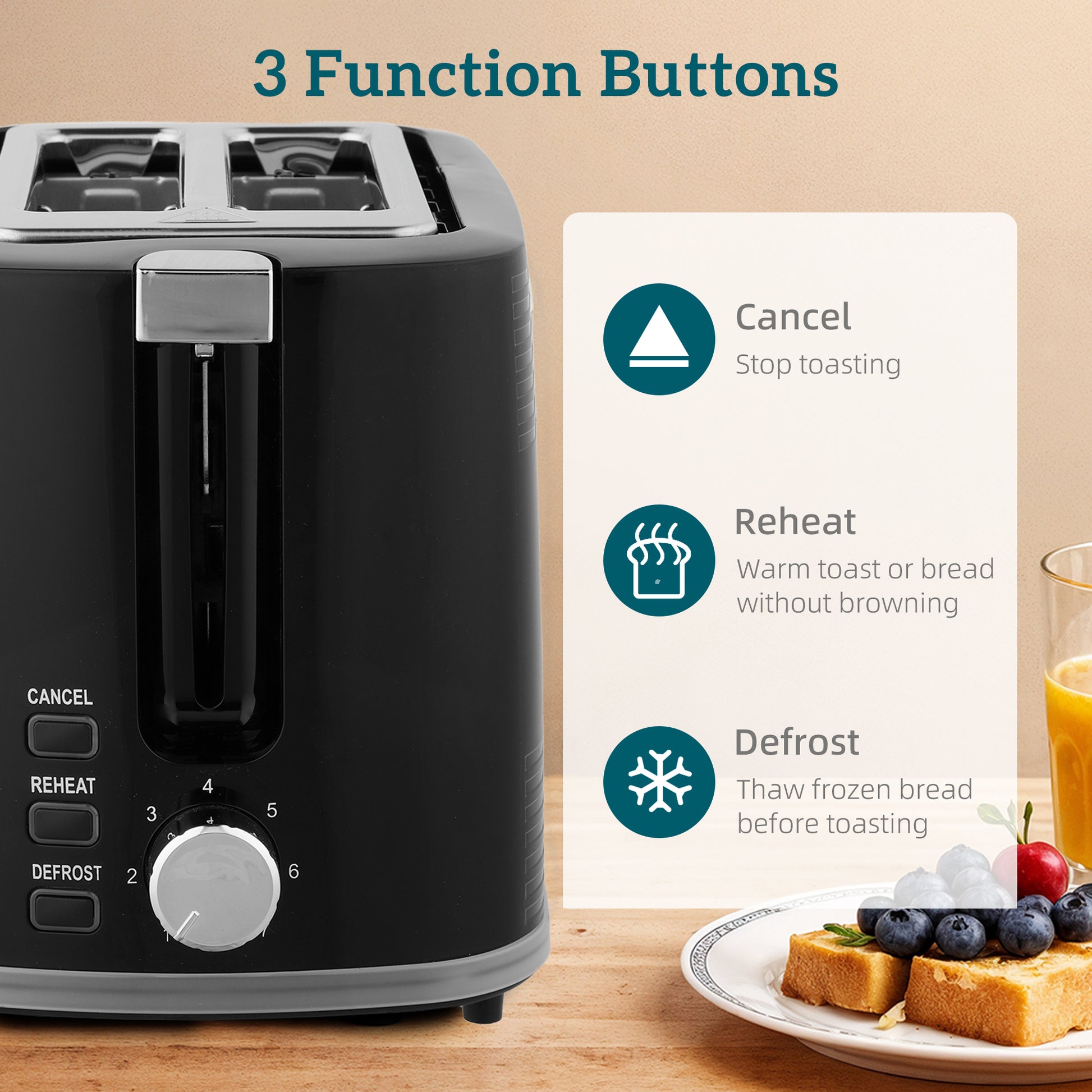HOMCOM Modern Kettle and Toaster Set - Black