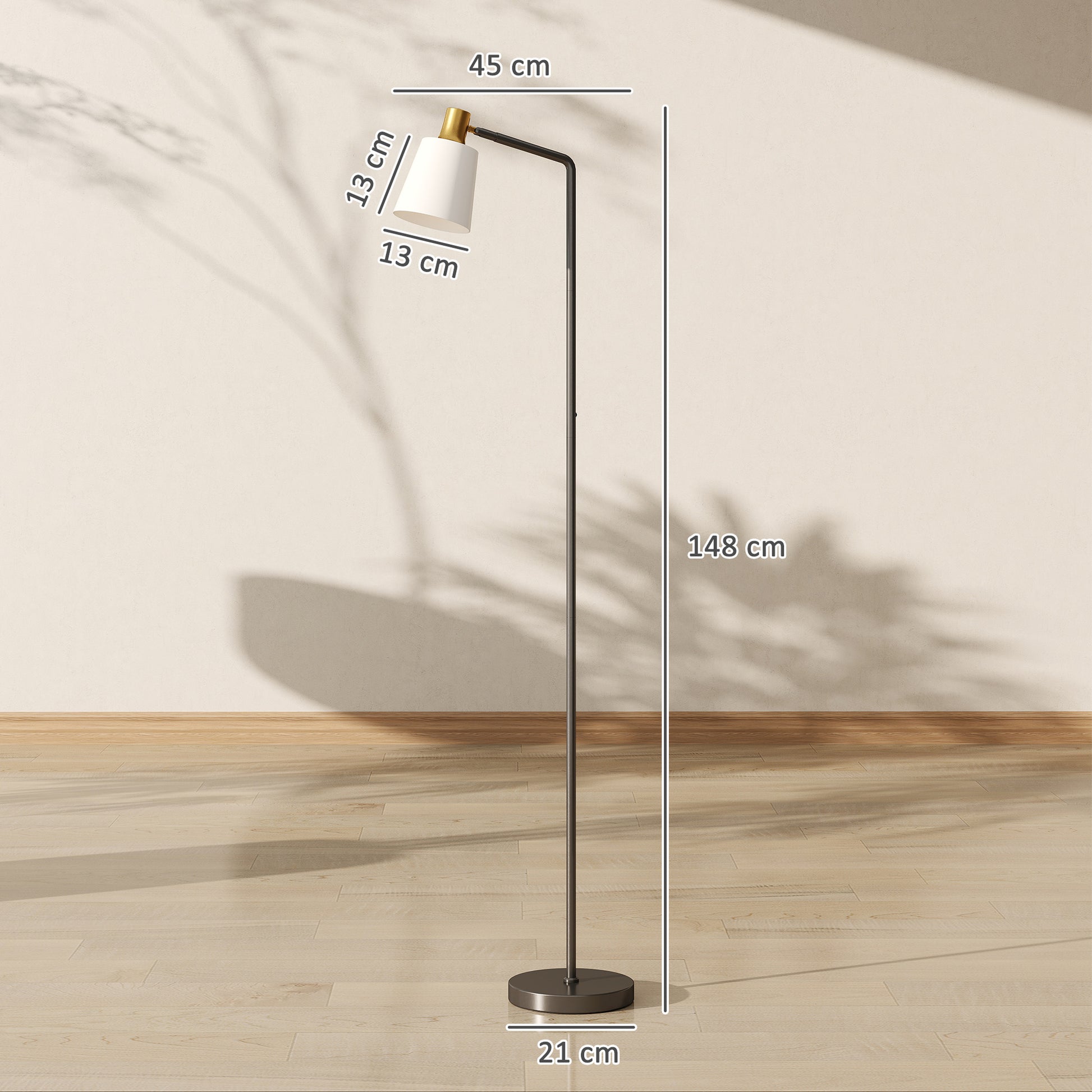 HOMCOM Floor Lamp with 350Â° Rotatable Head, Modern Standing Lamp with 3000K/4000K/6500K Colour Temperatures for Living Room Office, Black