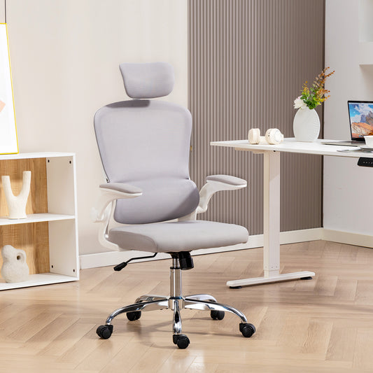 HOMCOM Mesh Back Office Chair, with Lumbar Support - Grey