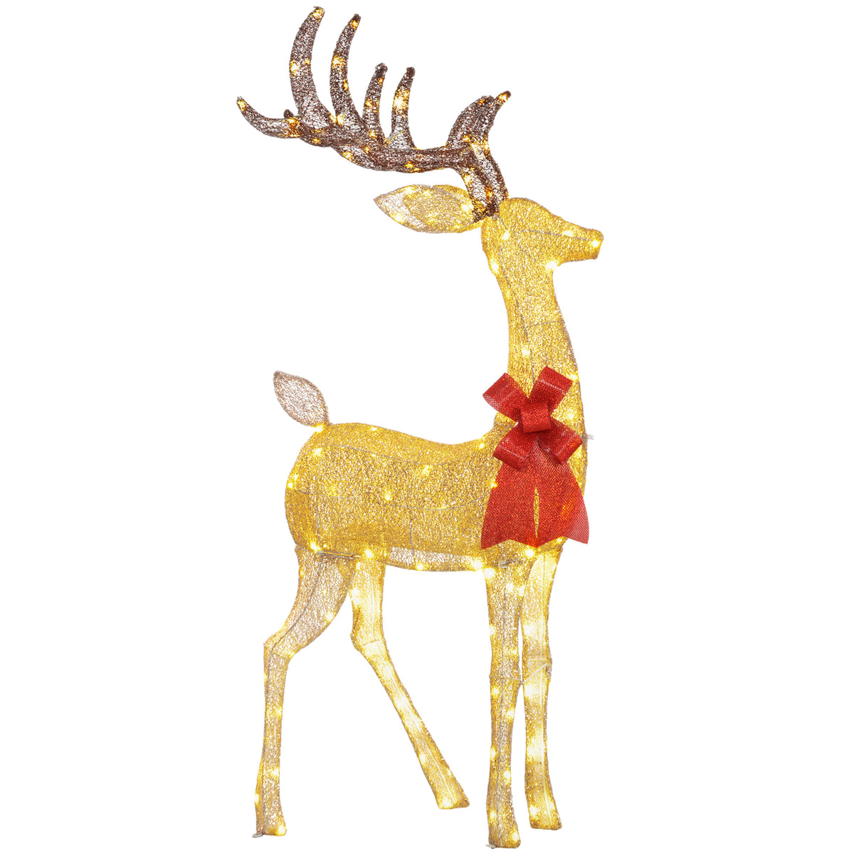 Outsunny Lighted Reindeer Christmas Decoration, Light Up Christmas Deer with 137 LED Lights for Indoor, Outdoor, Garden, Lawn, Gold Tone Default Title