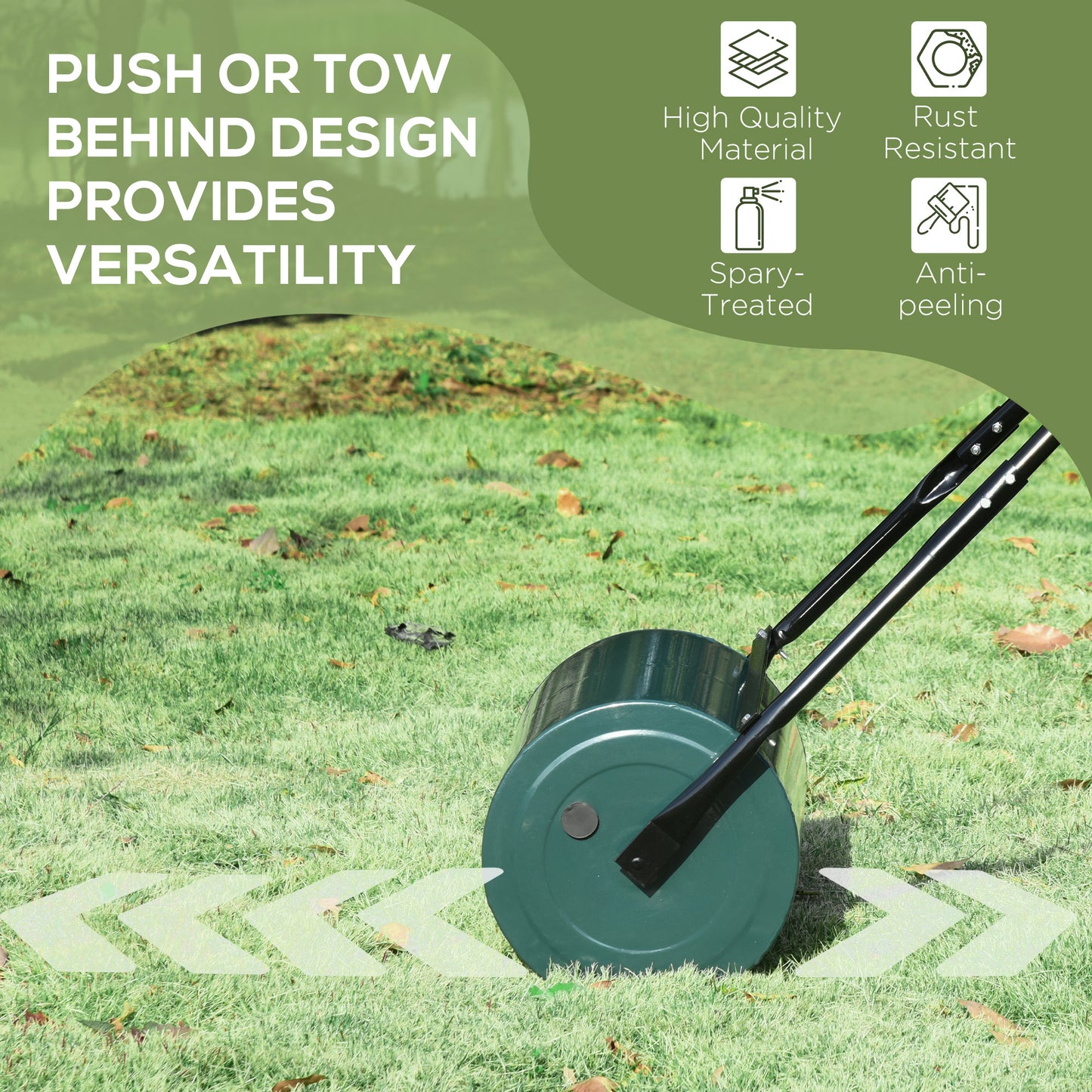 Outsunny 30 L Heavy Duty Water Or Sand Filled Î¦30cm Garden Steel Lawn Roller Drum - Dark Green