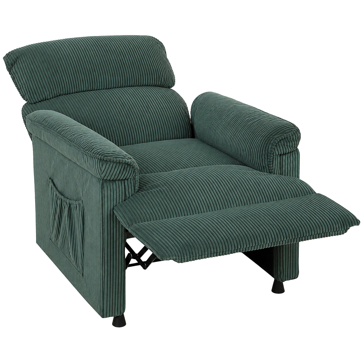 HOMCOM Corduroy Electric Recliner Armchair with Massage and Heat - Green Default Title