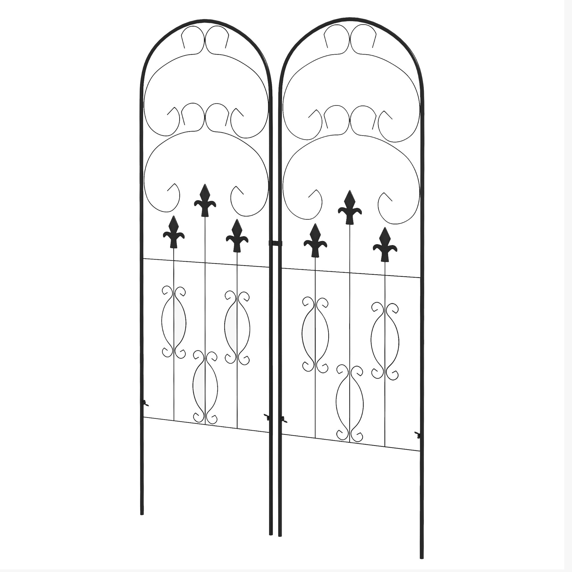 Outsunny Metal Trellis Set of 2, Garden Trellis for Climbing Plants Support Frames, Scrolls Design