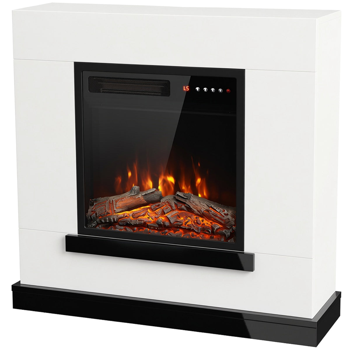 HOMCOM Freestanding Electric Fireplace Suite, Electric Fire and Surround, Adjustable Flame Effect, Remote, Timer, 900W/1800W Default Title