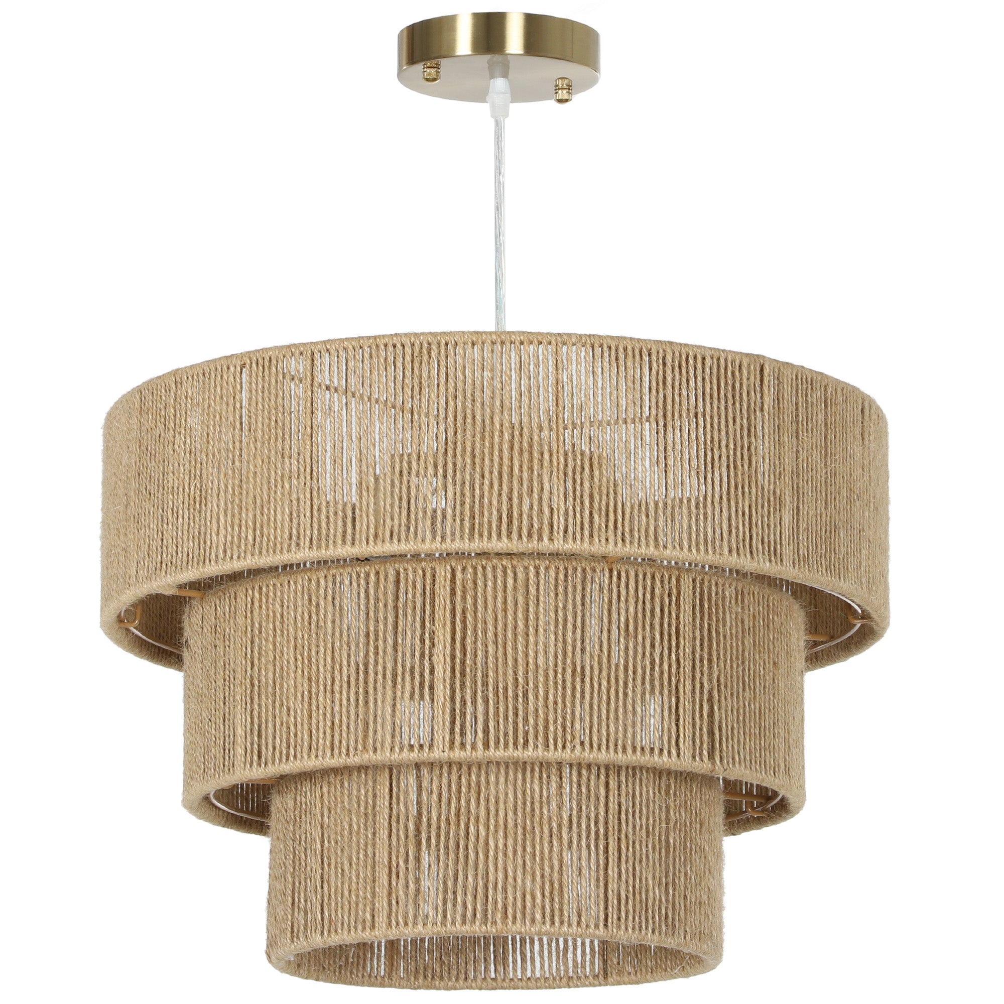 HOMCOM Hemp Rope Ceiling Light, 3-Layer Boho Pendant Light, 4 x E14 Vi ...