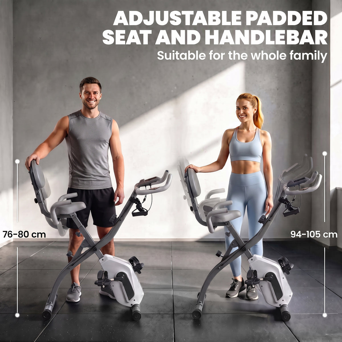 SPORTNOW 4-In-1 Folding Exercise Bike with Resistance Bands, Bluetooth App, 8-Level Magnetic Resistance, LCD Display, Grey