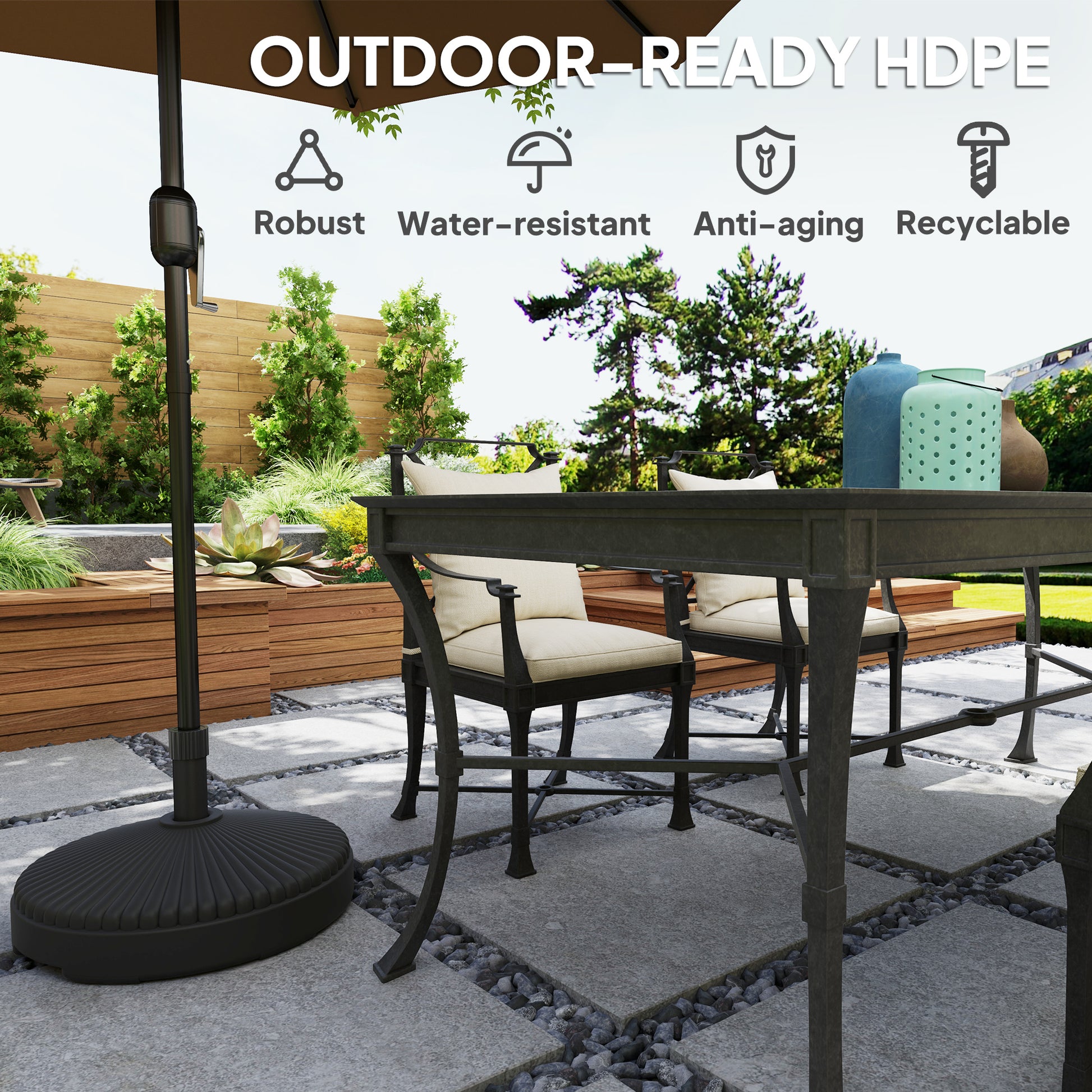Outsunny Garden Parasol Base Holder, 28kg Sand Filled, 23kg Water Filled, Sun Umbrella Base, Î¦55 x 30H cm Black