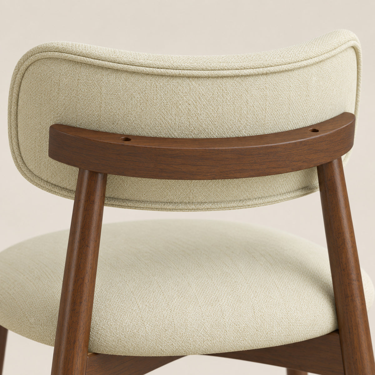 HOMCOM Dining Chairs Chenille Upholstered Kitchen Chairs Curved Backrest Rubberwood Legs Beige