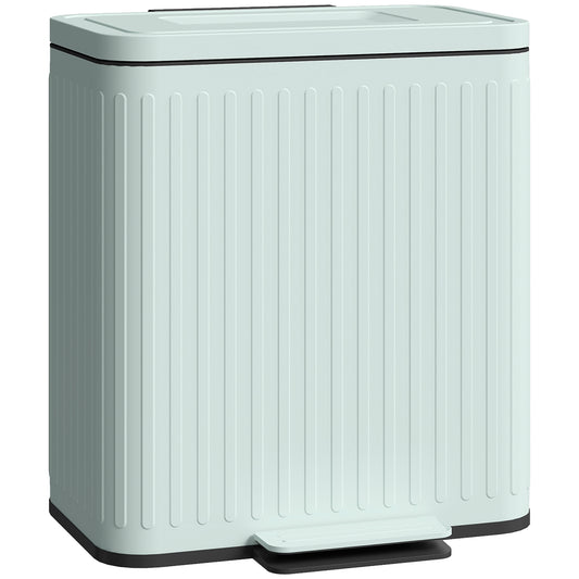 HOMCOM 40L Dual Compartment Rubbish Bin, with Soft-Close Lid - Green