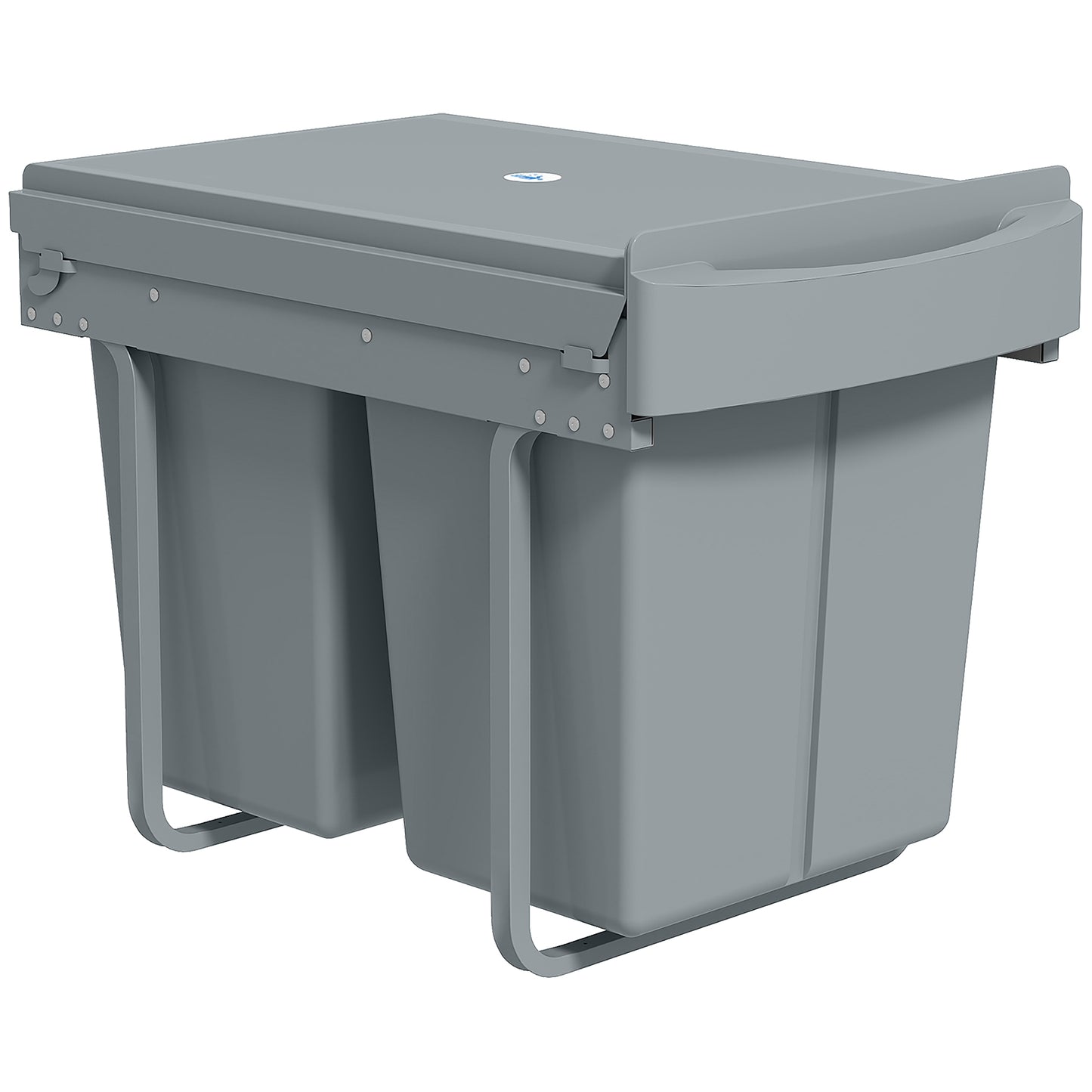 HOMCOM Pull Out Bin, Kitchen Under Sink Bin with 2 Removable Compartments, Smooth Glide, Grey Default Title