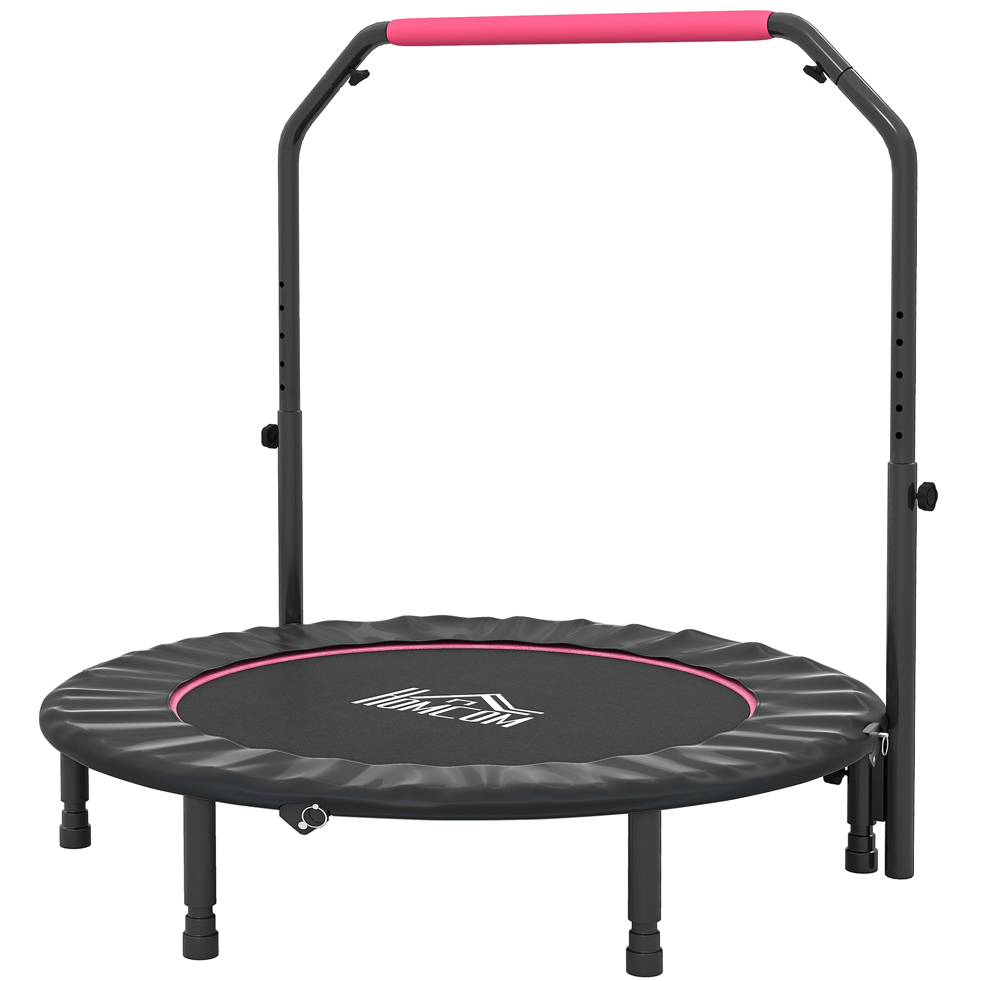 HOMCOM 48" Foldable Mini Fitness Trampoline, with Adjustable Foam Handle, Pink