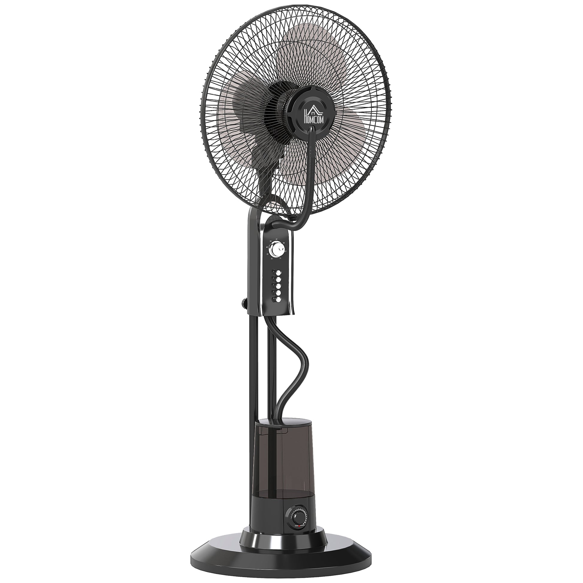 HOMCOM Pedestal Fan with Water Mist Spray, Spray Misting Fan with 70Â° Oscillation, Tilt Head, 3 Speeds, 3 Modes, Adjustable Mist, 3.2L Water Tank, for Home, 120 cm