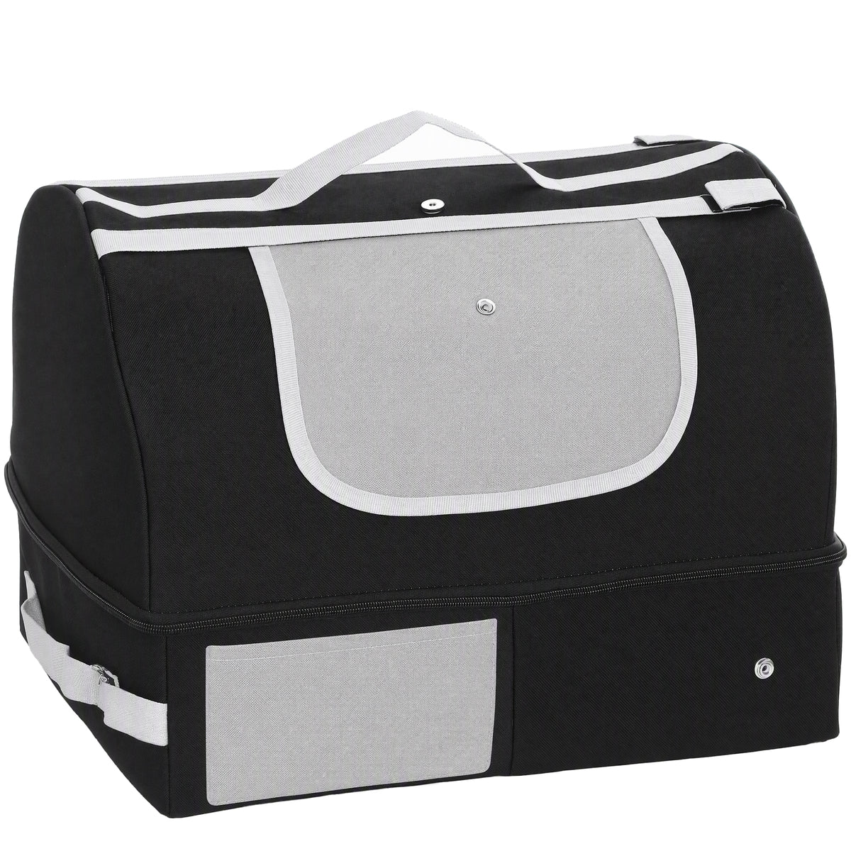 PawHut Portable Cat Litter Box with Zipper & Lid for Travel, Foldable Cat Travel Litter Tray, Black
