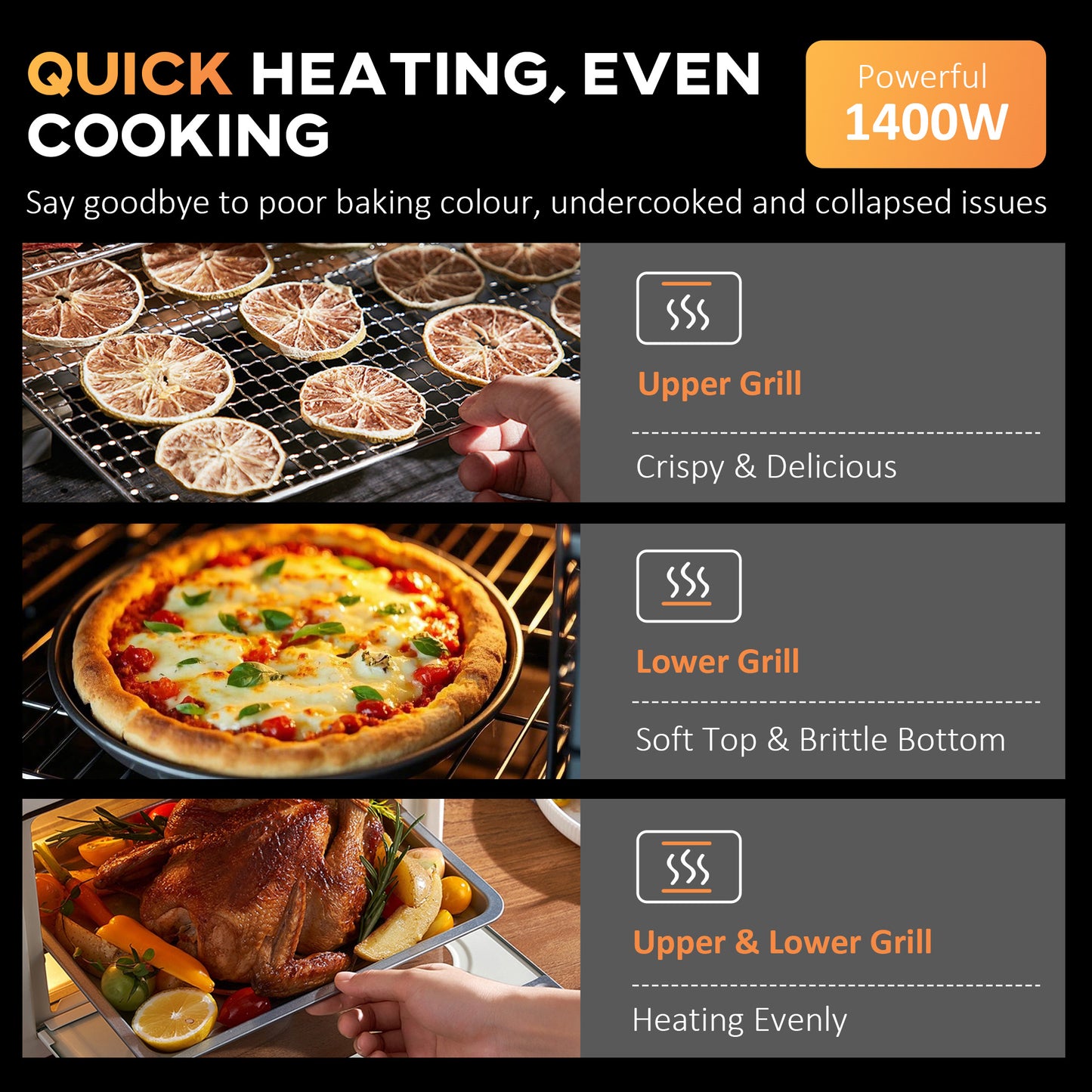 HOMCOM 30L 60-230â„ƒ Mini Electric Oven, with Accessories - Silver Tone