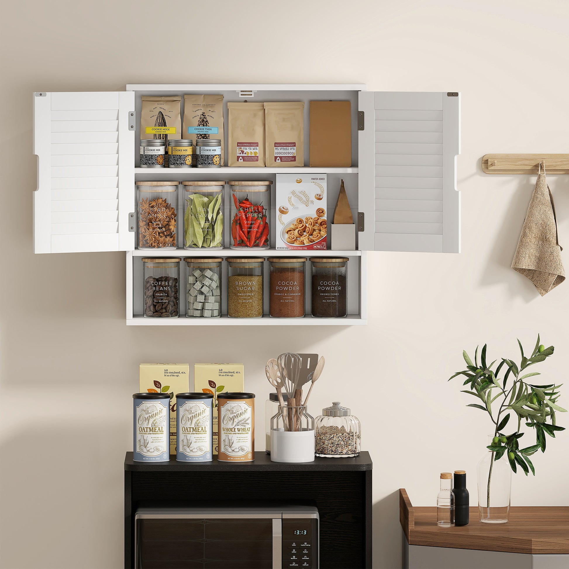 HOMCOM Bathroom Cabinet, Wall Mounted Storage Cabinet with Adjustable Shelves, 60 x 20 x 60 cm, White