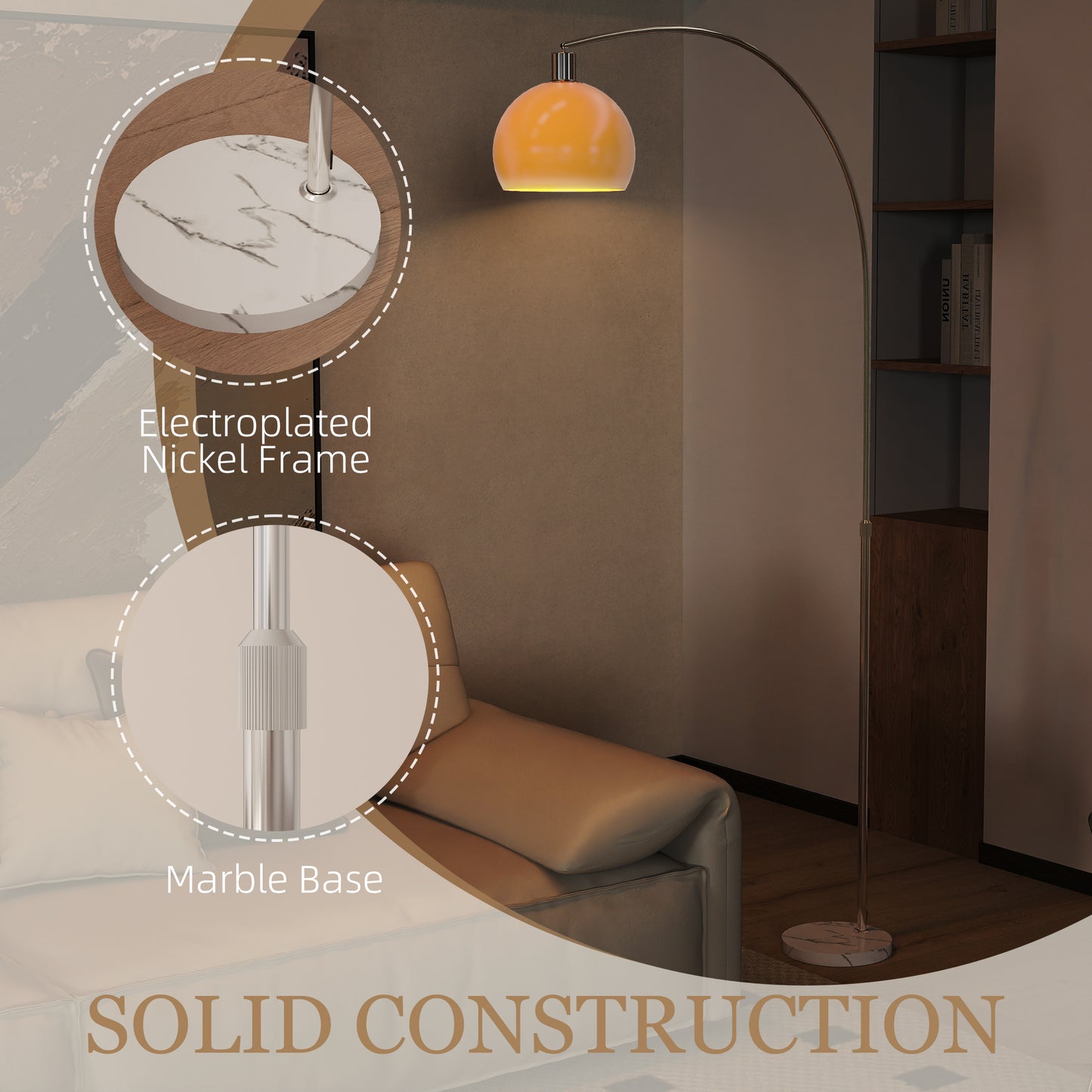 HOMCOM Floor Lamp for Living Room, Modern Standing Lamp with Shade & Foot Switch for Bedroom, Office, White