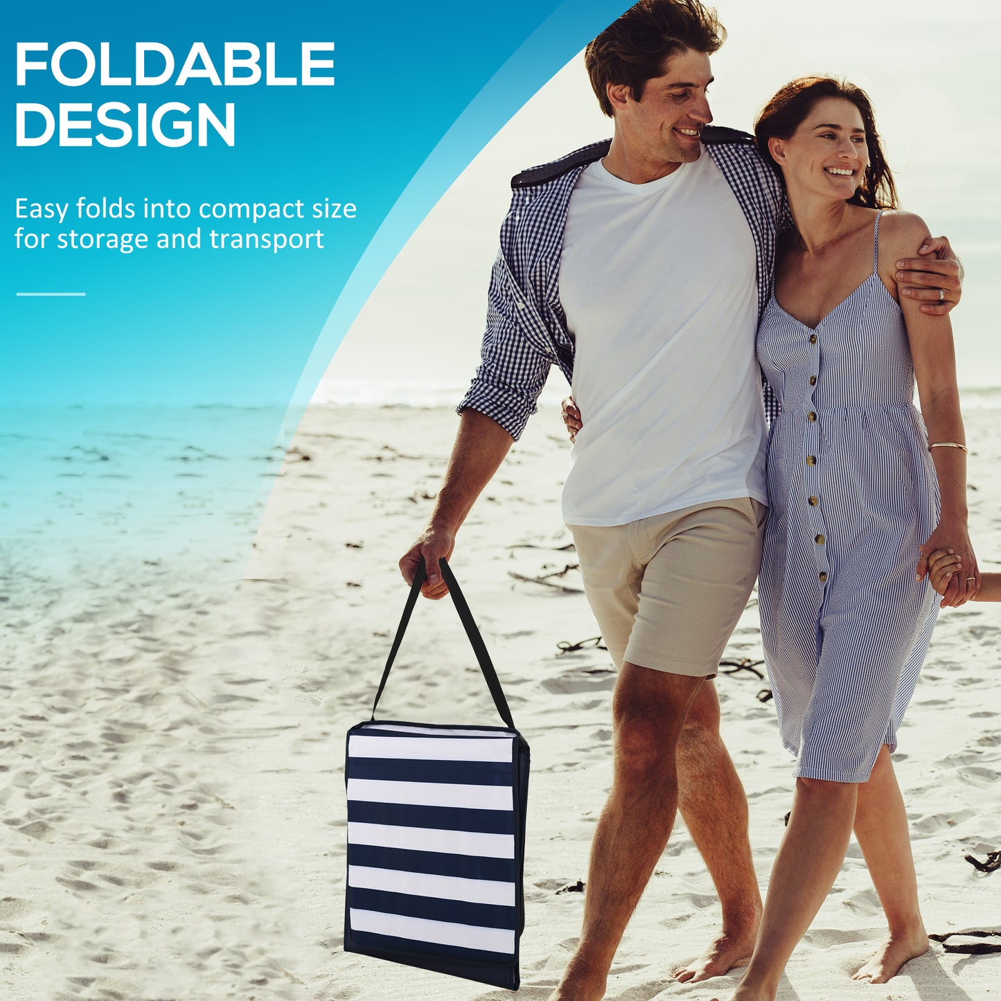 Outsunny Set of 2 Foldable Garden Beach Chair Mat, Outdoor Sun Lounger Seats with Adjustable Back, Magazine Pocket, Carry Strap