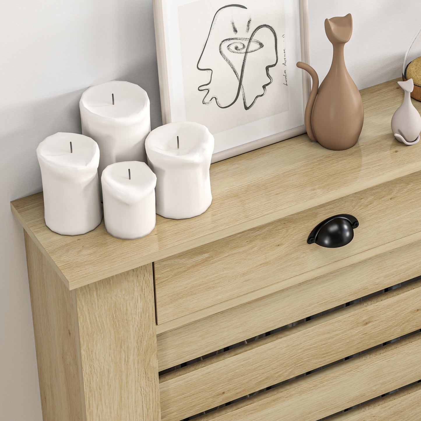 HOMCOM 95.5H x 78Wcm Radiator Cover, with Drawer - Oak