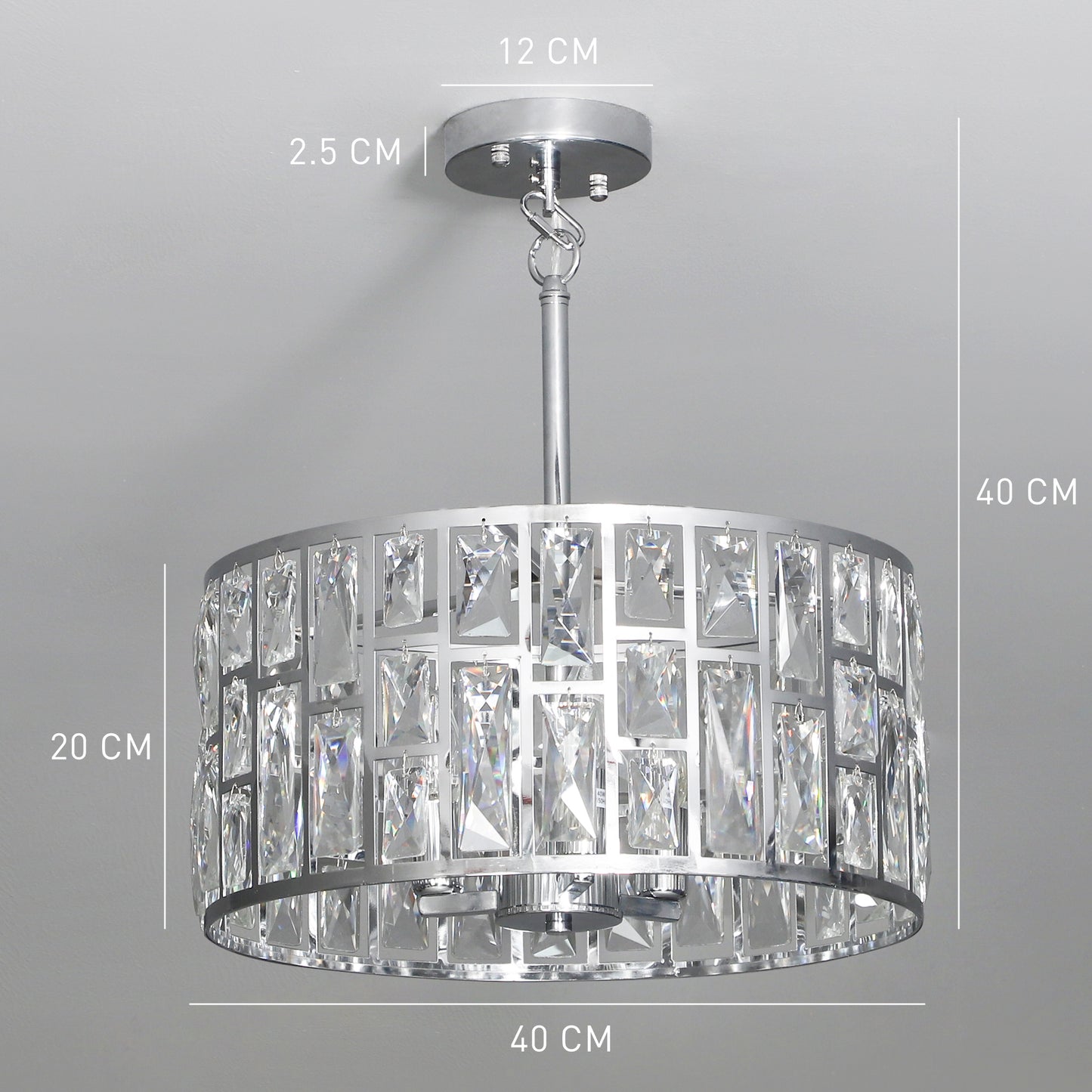 HOMCOM 72 Glass Crystallite Chandelier - Silver-Tone