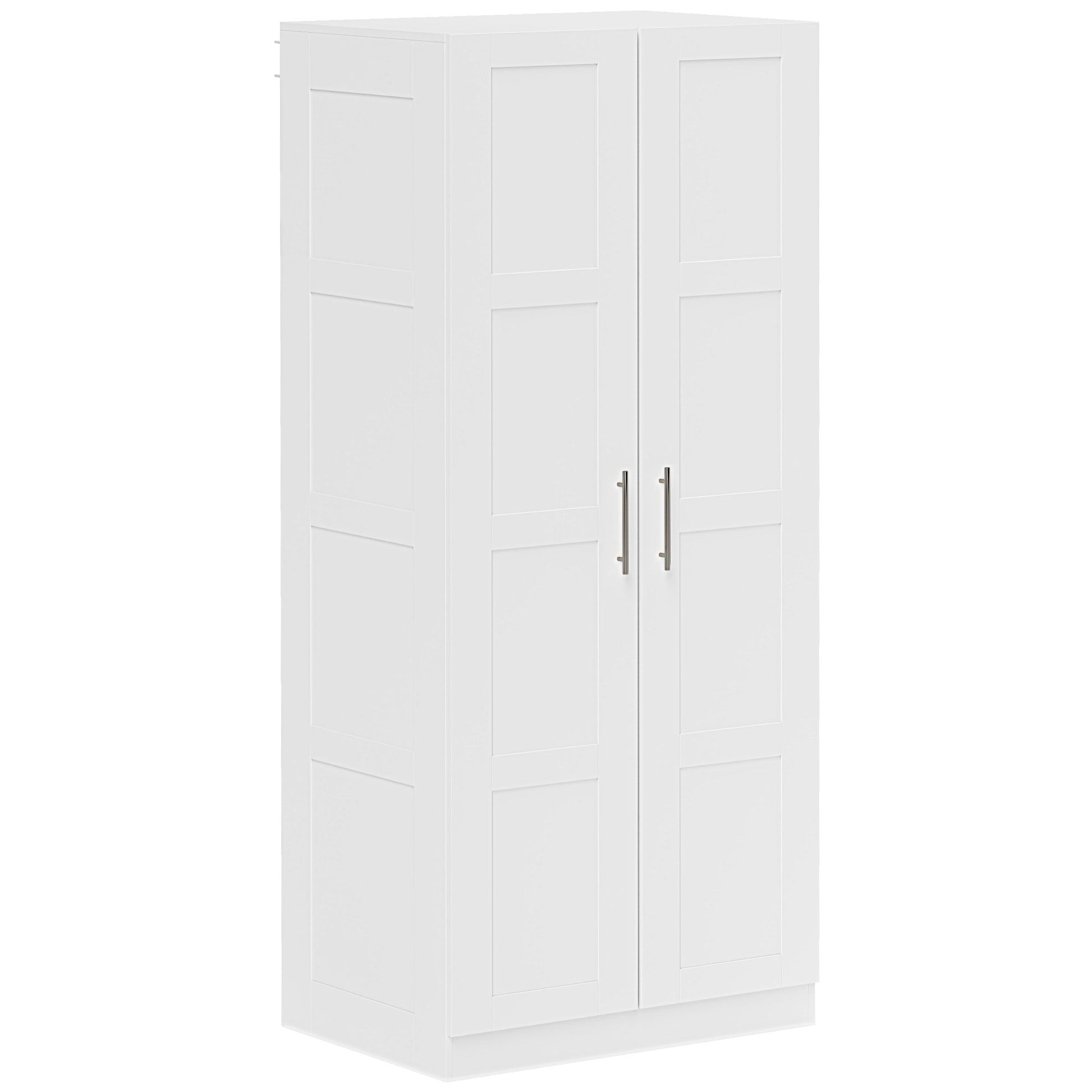 HOMCOM Double Paneled Door Wardrobe, with Shelves - White Default Title