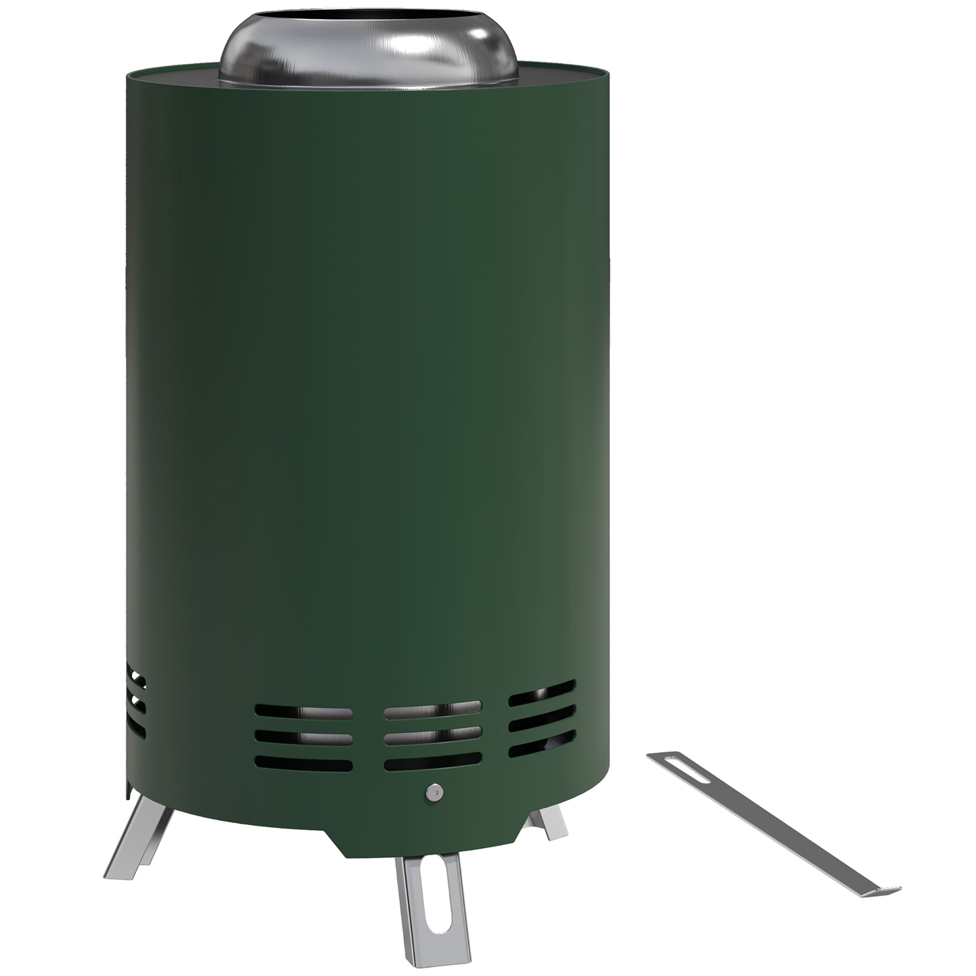 Outsunny Smokeless Fire Pit, 16 x 16 cm Stainless Steel Portable Wood Burning Firepit with Poker, Wood or Pellet Fuelled Tabletop Fire Pit for Garden Camping Bonfire Party, Green