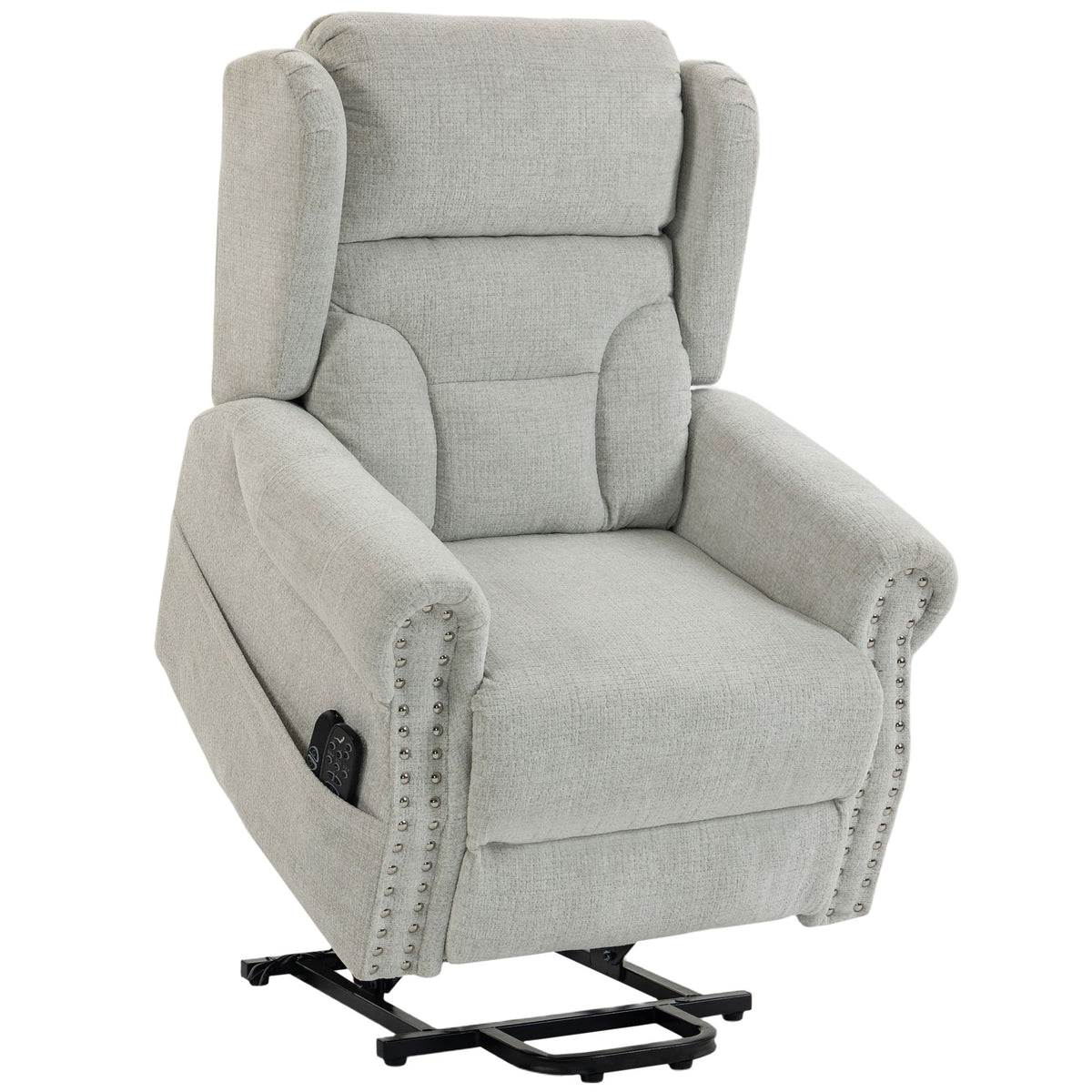 HOMCOM Riser Recliner Chair with Massage and Heat, Chenille Electric Power Lift Recliner Chair, Light Grey