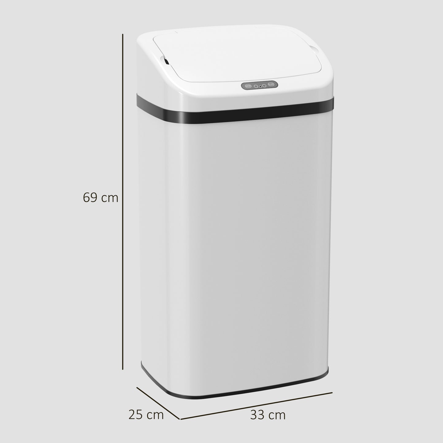 HOMCOM 48L Stainless Steel Sensor Bin - White