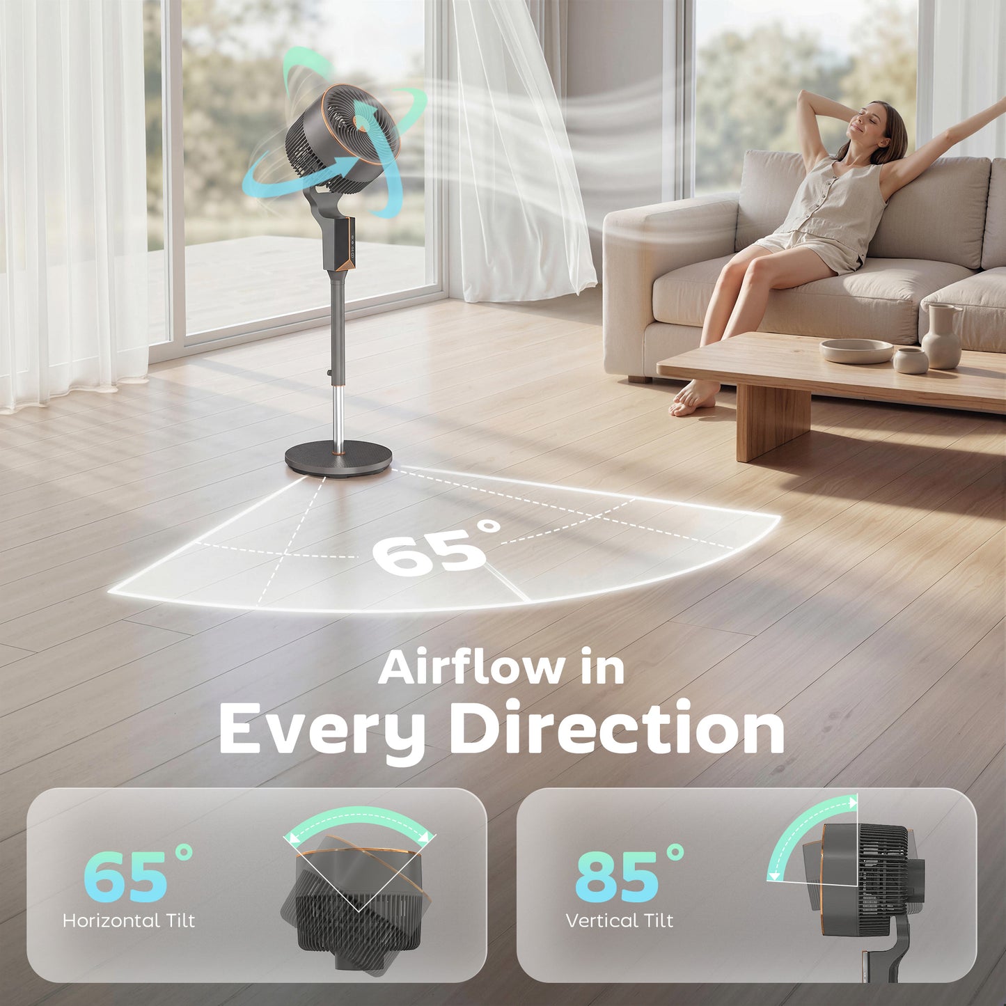 HOMCOM 20 dB Silent Standing Fan for Bedroom, 46" Pedestal Fan with Remote, 85Â° Oscillating, 8 Speeds