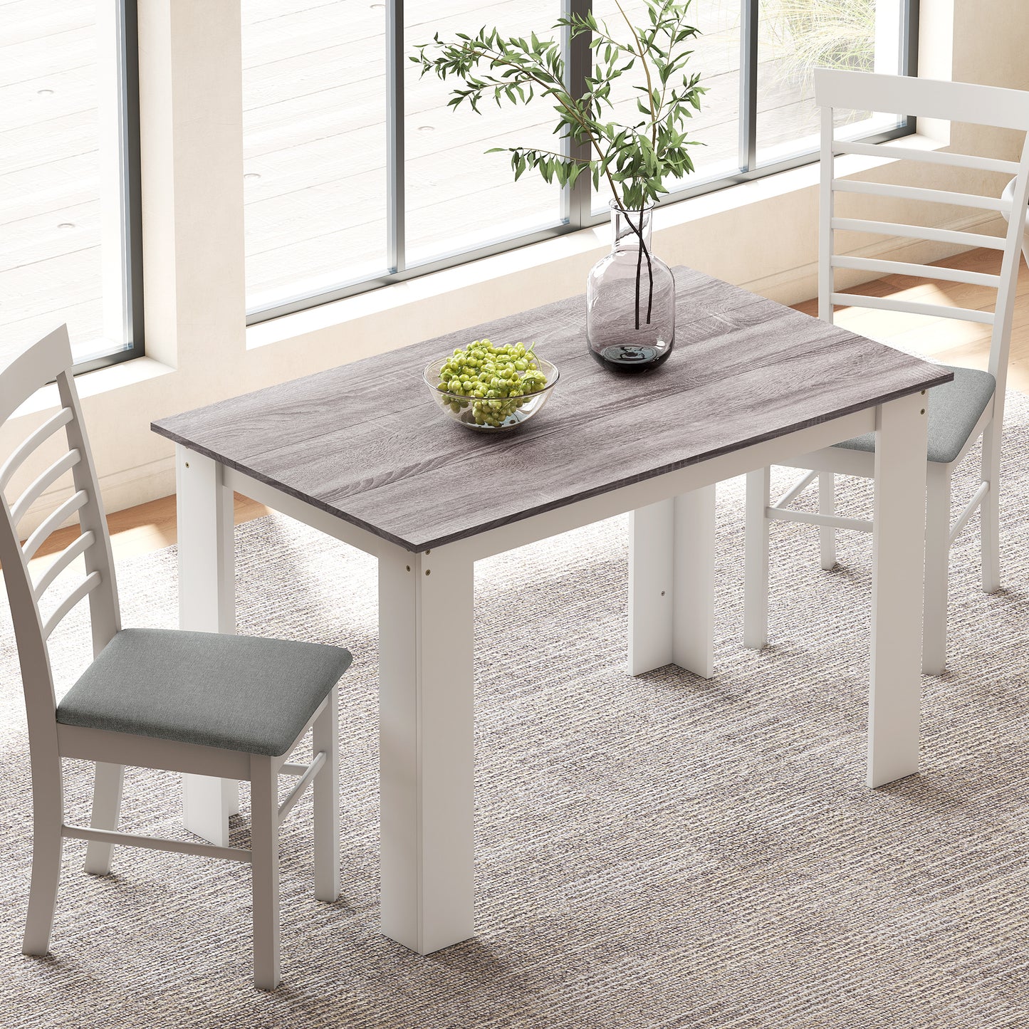 HOMCOM Dining Table for 4-6 People, Kitchen Table with Wood Effect for Dining Room, Grey