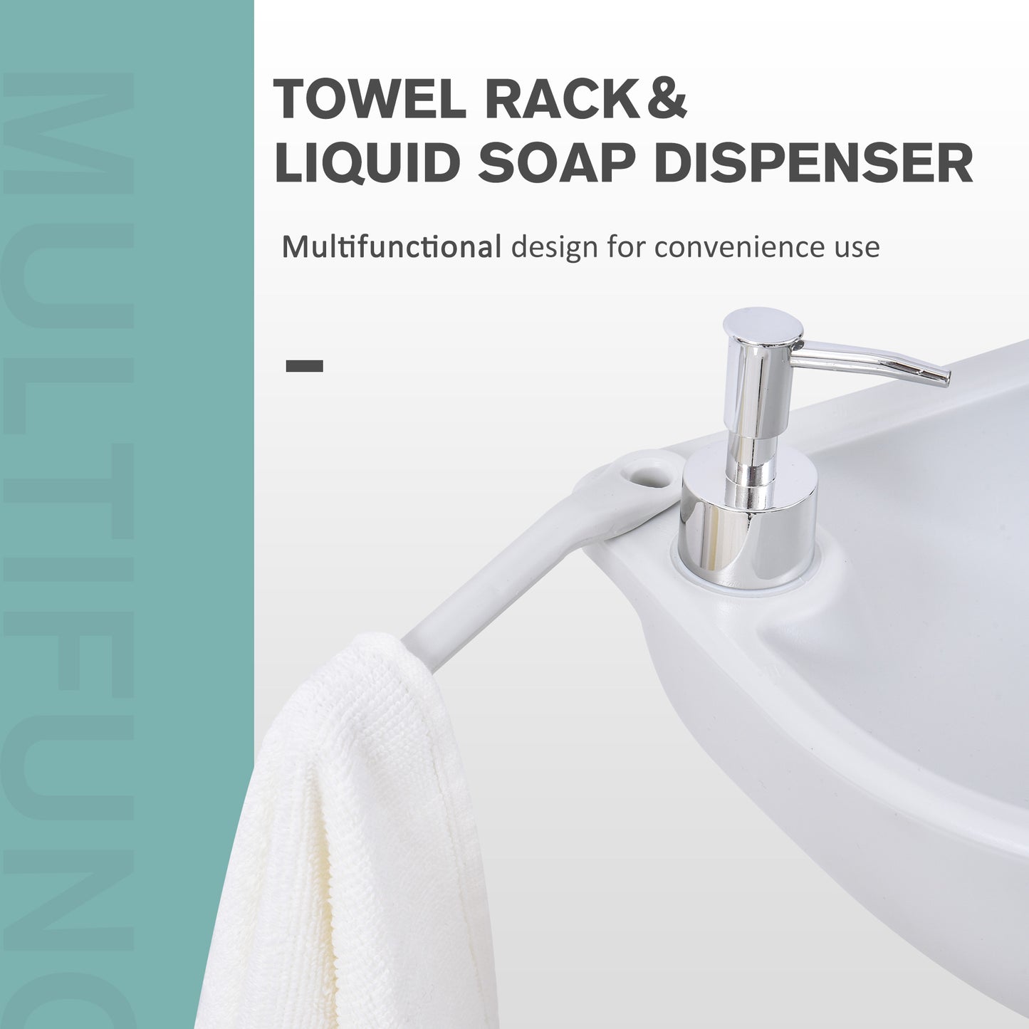 Outsunny 17L Camping Portable Handwash Sink w/ Towel Holder & Soap Dispenser Rolling Wheels Outdoor Drainage Equipment