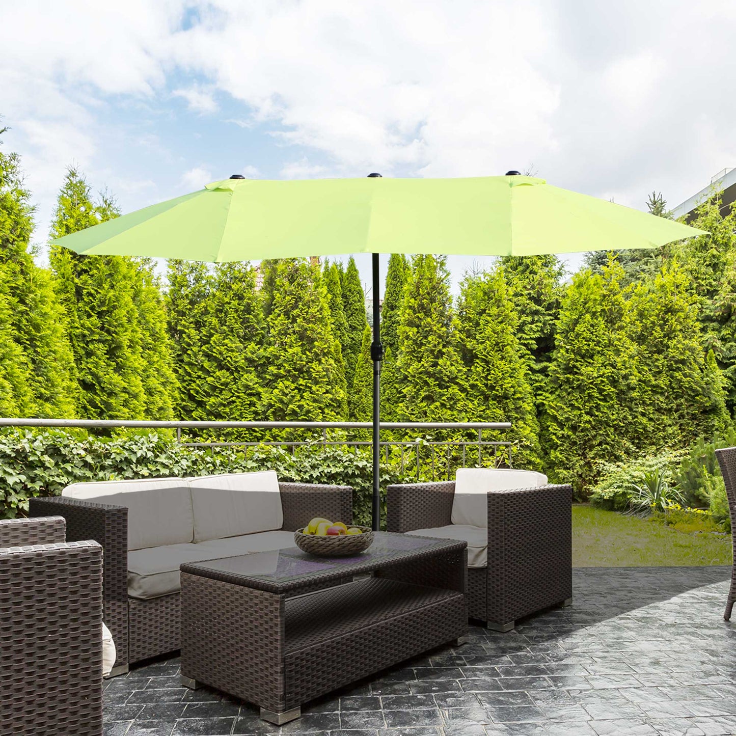 Outsunny Double-side Umbrella Parasol, Î¦2.7x4.6Wx2.4H m-Grass Green