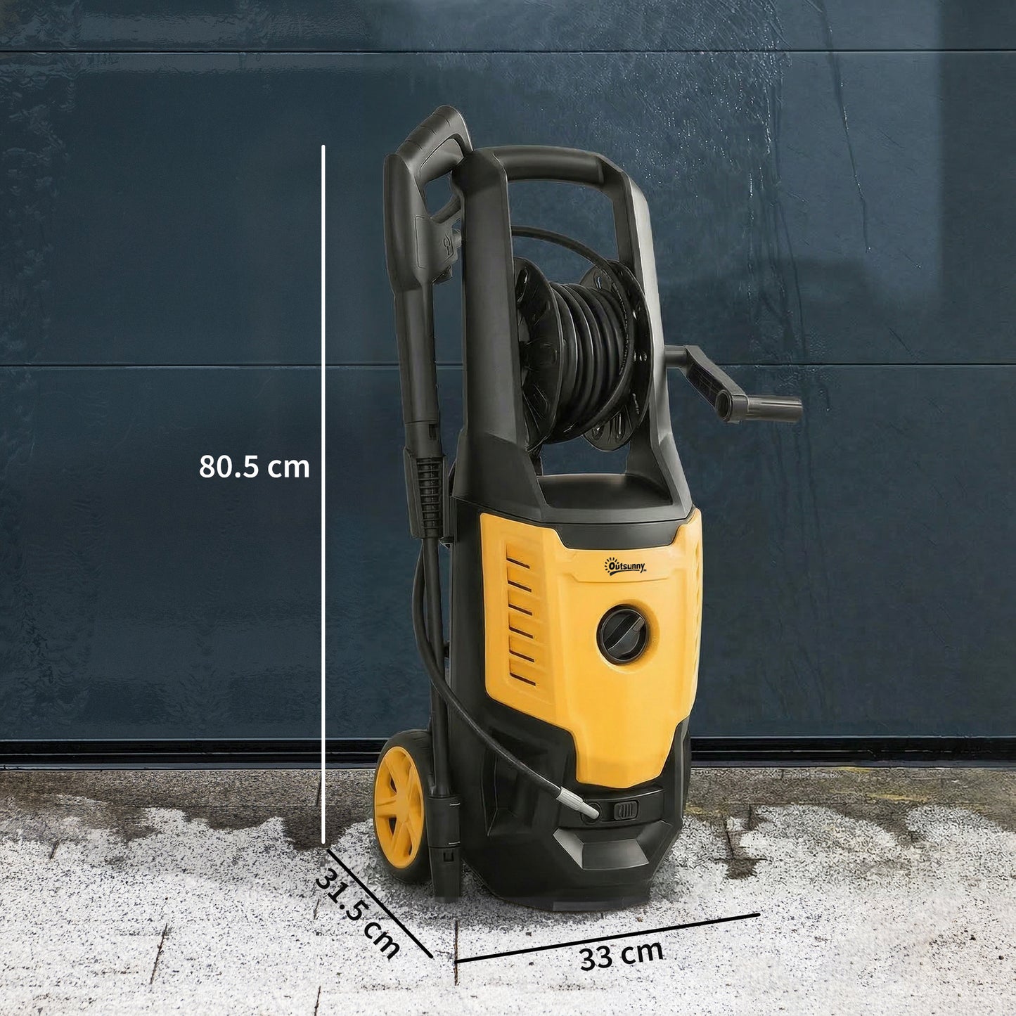 Outsunny 2200W HighÂ PressureÂ Washer, 170 Bar Pressure Washer with Adjustable Nozzle and 6M Hose, 33 x 31.5 x 80.5 cm, Yellow