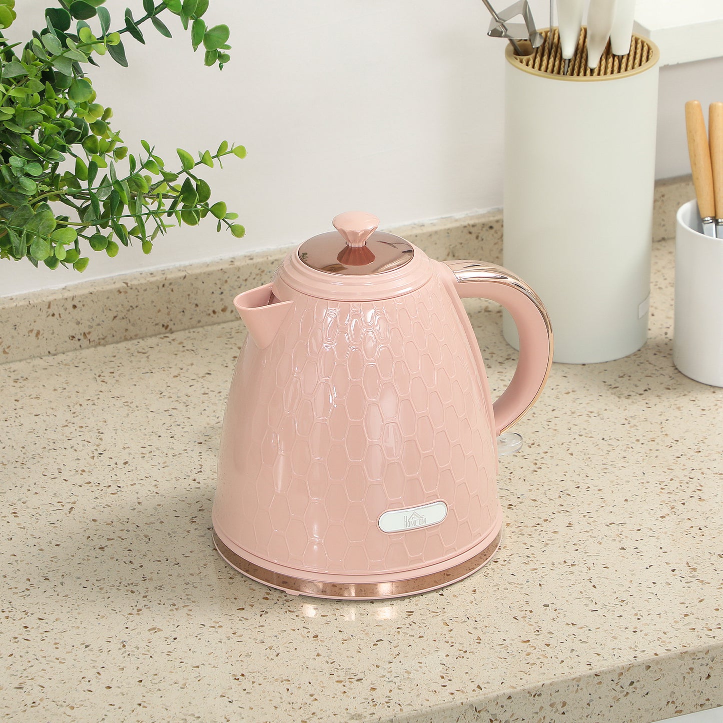 HOMCOM 3kW Rapid Boil Honeycomb Kettle - Light Pink