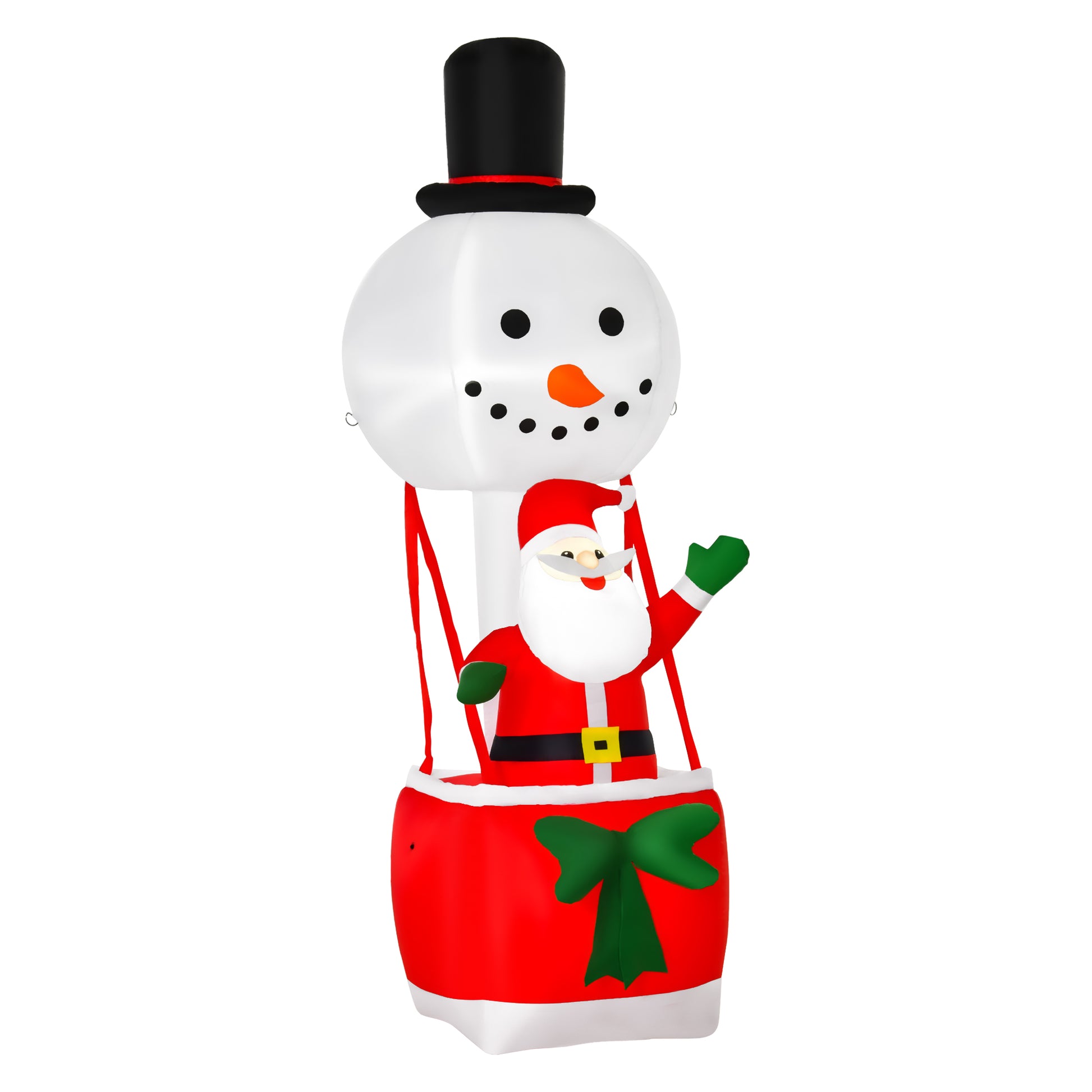 HOMCOM 8ft Christmas Inflatable Decoration with Santa Claus on Snowman Hot Air Balloon, Blow Up Xmas Decor for Outdoor â€‹Indoor