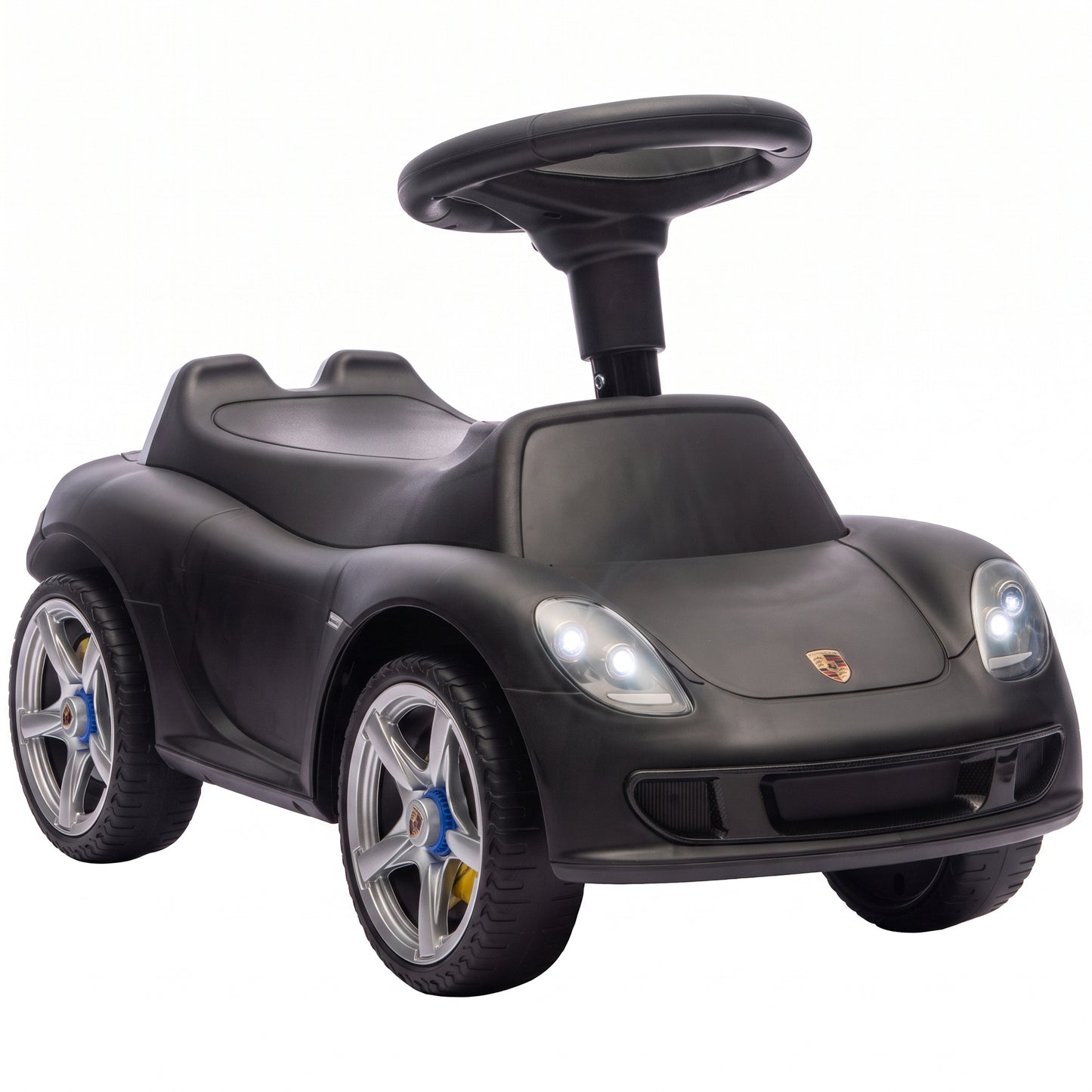 AIYAPLAY Ride on Car, Porsche Licensed Toddler Push Car with Horn, Headlights, Sound and Steering Wheel for 18-36 Months, Matte Black