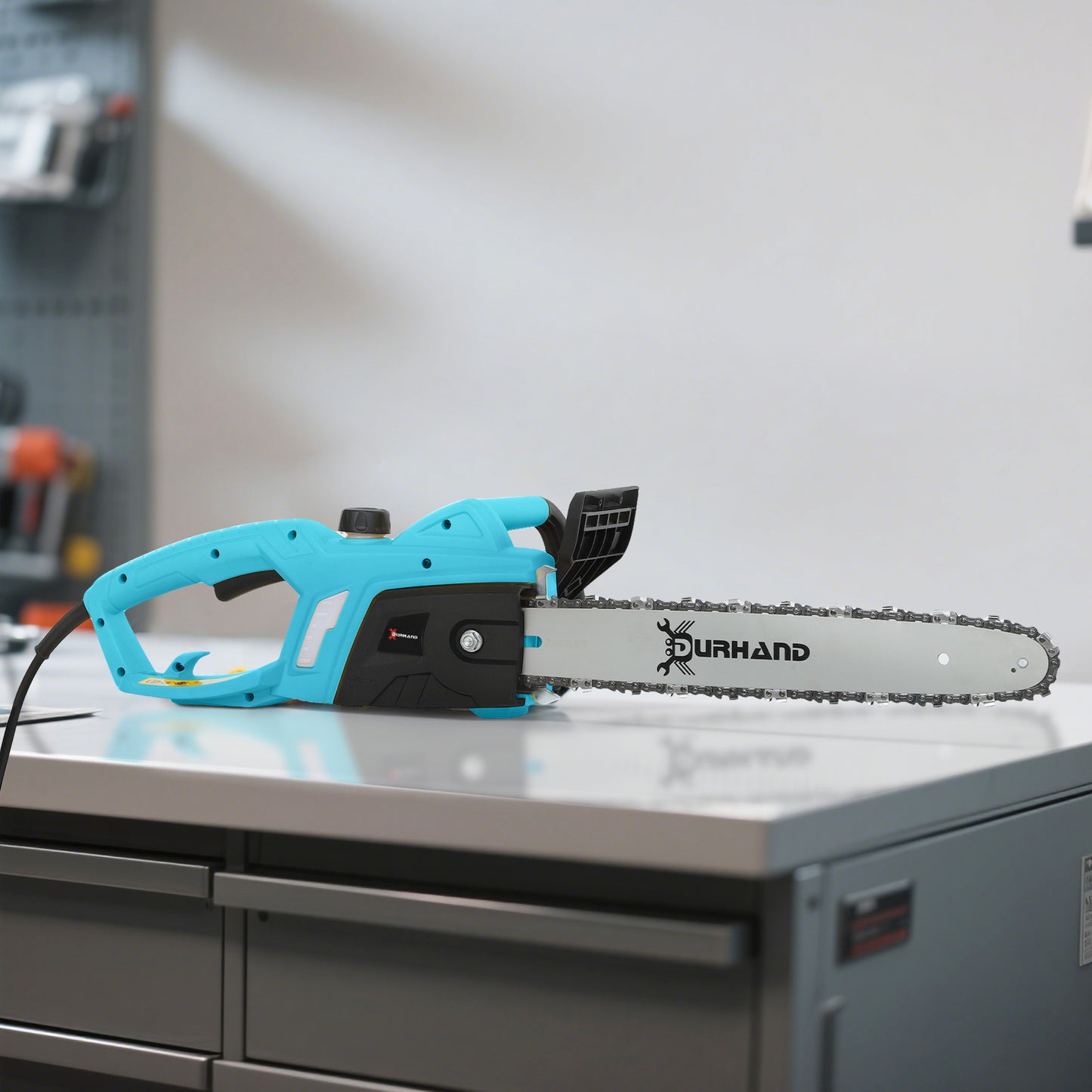 DURHAND 2000W Powerful Electric Chainsaw, 16" Aluminium Blade Portable Corded Chain Saw, 7250rpm Chain Saw for Garden Tree Pruning, 13m/s Chain Speed Auto Chain Lubrication to Cut Wood, Blue