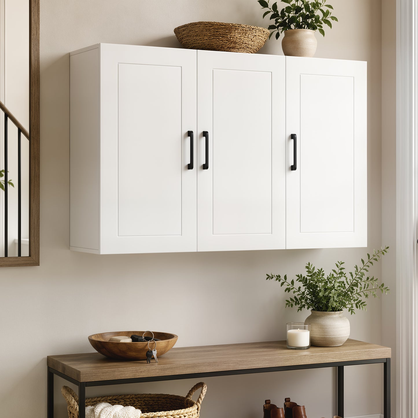 HOMCOM Bathroom Wall Cabinet, Wall Mounted Bathroom Cabinet, Over the Toilet Space Saver with Adjustable Shelves, White