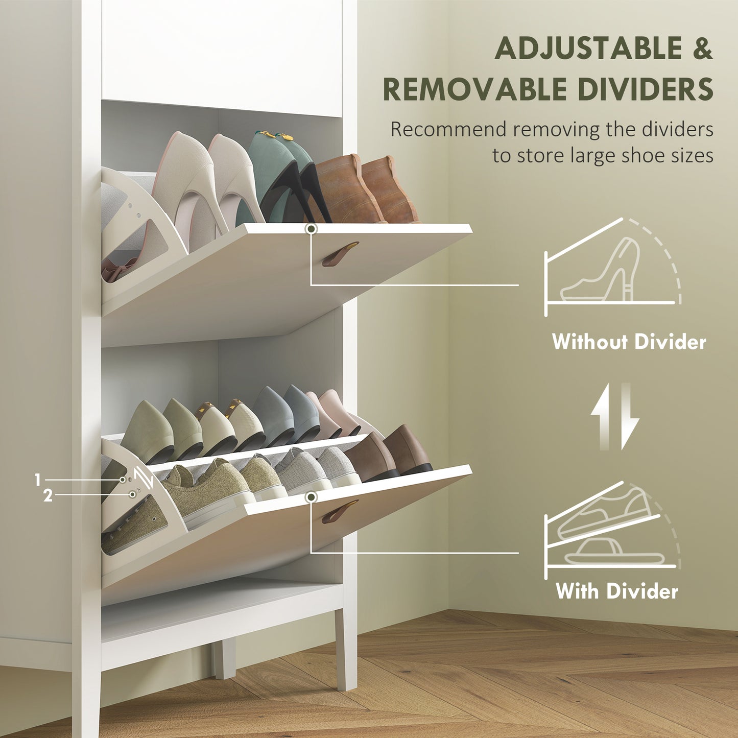 HOMCOM Modern Three-Drawer Shoe Cabinet - White