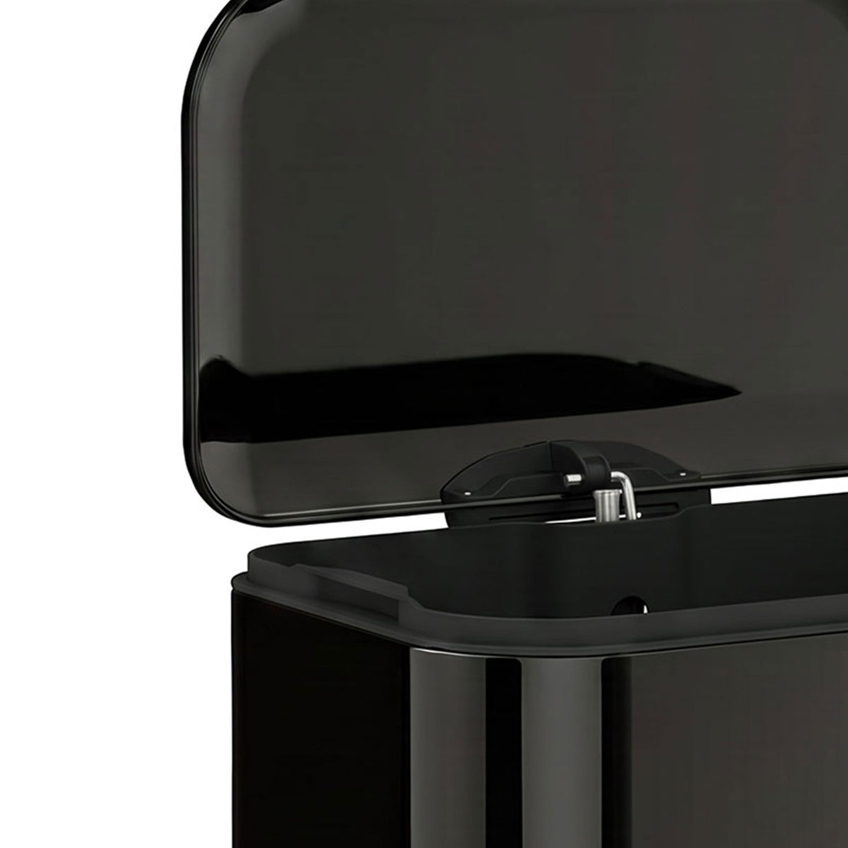 HOMCOM 20 L Kitchen Pedal Bin, Metal Rubbish Bin with Removable Inner Bucket, Soft-Close & Stay-Open Lid, High Gloss Black