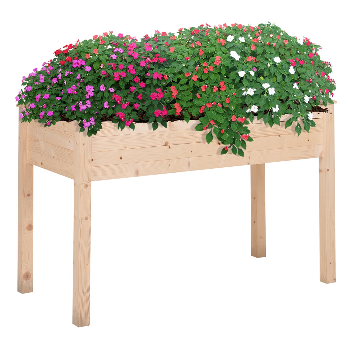 Outsunny Garden Wooden Plantersï¼Œ Non-Woven Fabric, Rectangular Raised Bed,Fir Woodï¼ŒIndoor/Outdoor, 122.5Lx56.5Wx76H cm