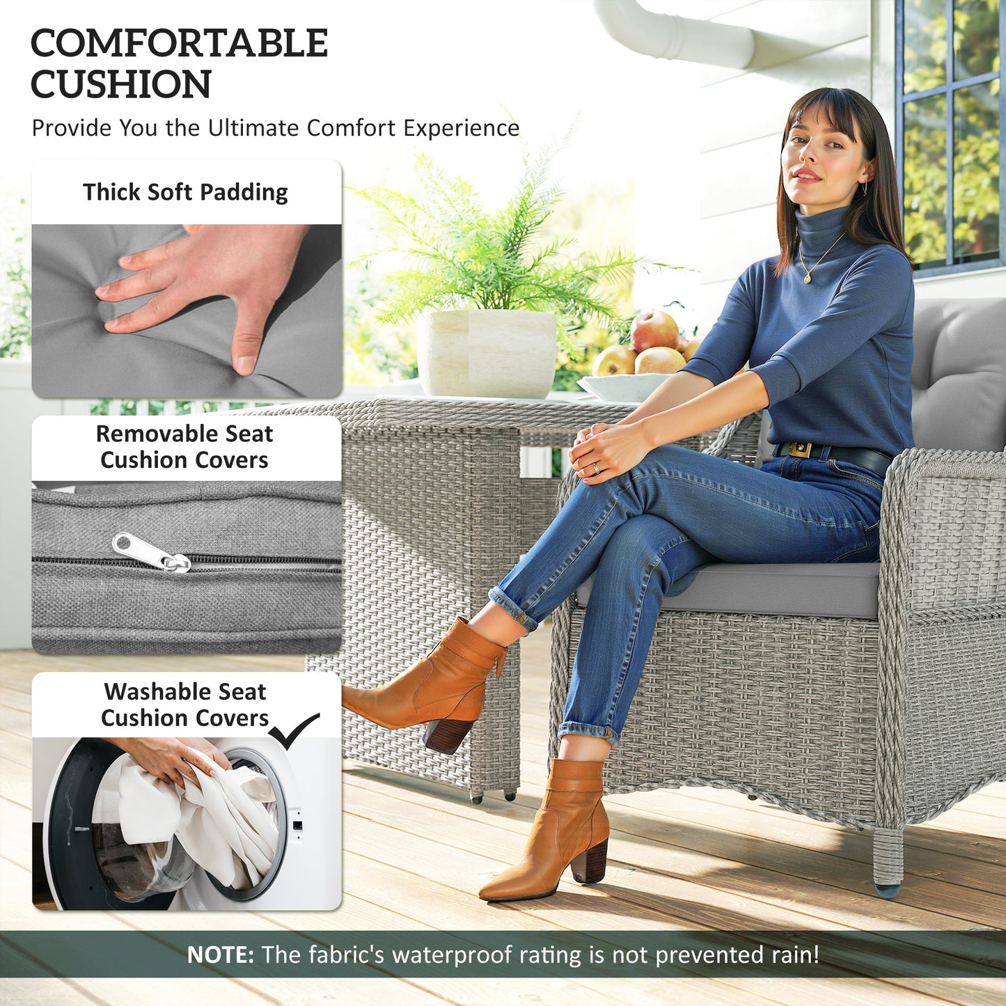 Outsunny Seven-Piece Rattan Dining Set - Mixed Grey