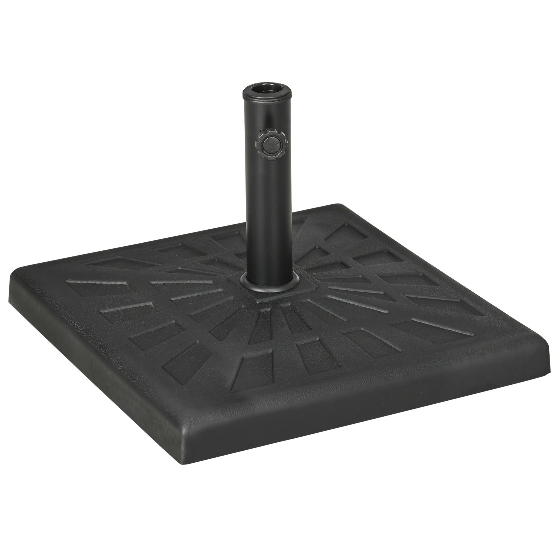 Outsunny 19kg Resin Garden Parasol Base Holder, Square Outdoor Market Umbrella Stand Weight for Poles of Î¦32mm, Î¦38mm, and Î¦48mm, Black