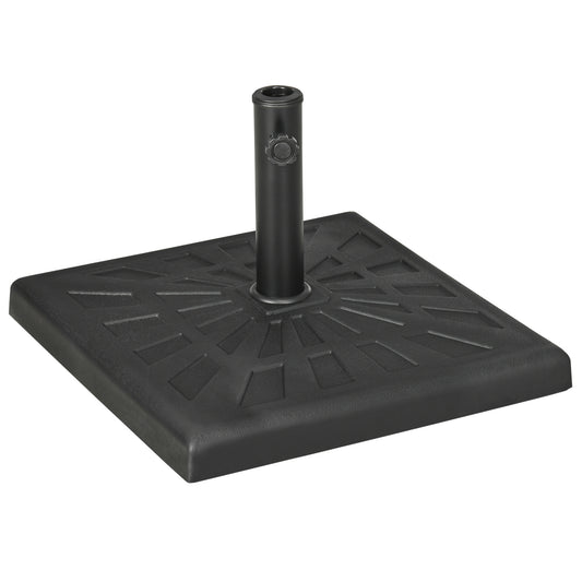 Outsunny 19kg Resin Garden Parasol Base Holder, Square Outdoor Market Umbrella Stand Weight for Poles of Î¦32mm, Î¦38mm, and Î¦48mm, Black