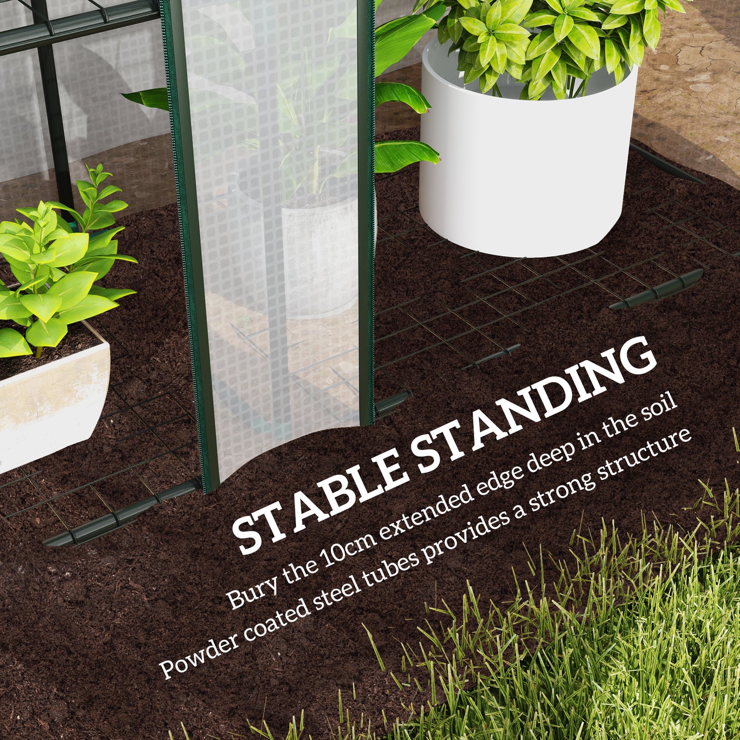 Outsunny 46 x 215 cm Nine-Shelf Greenhouse - White